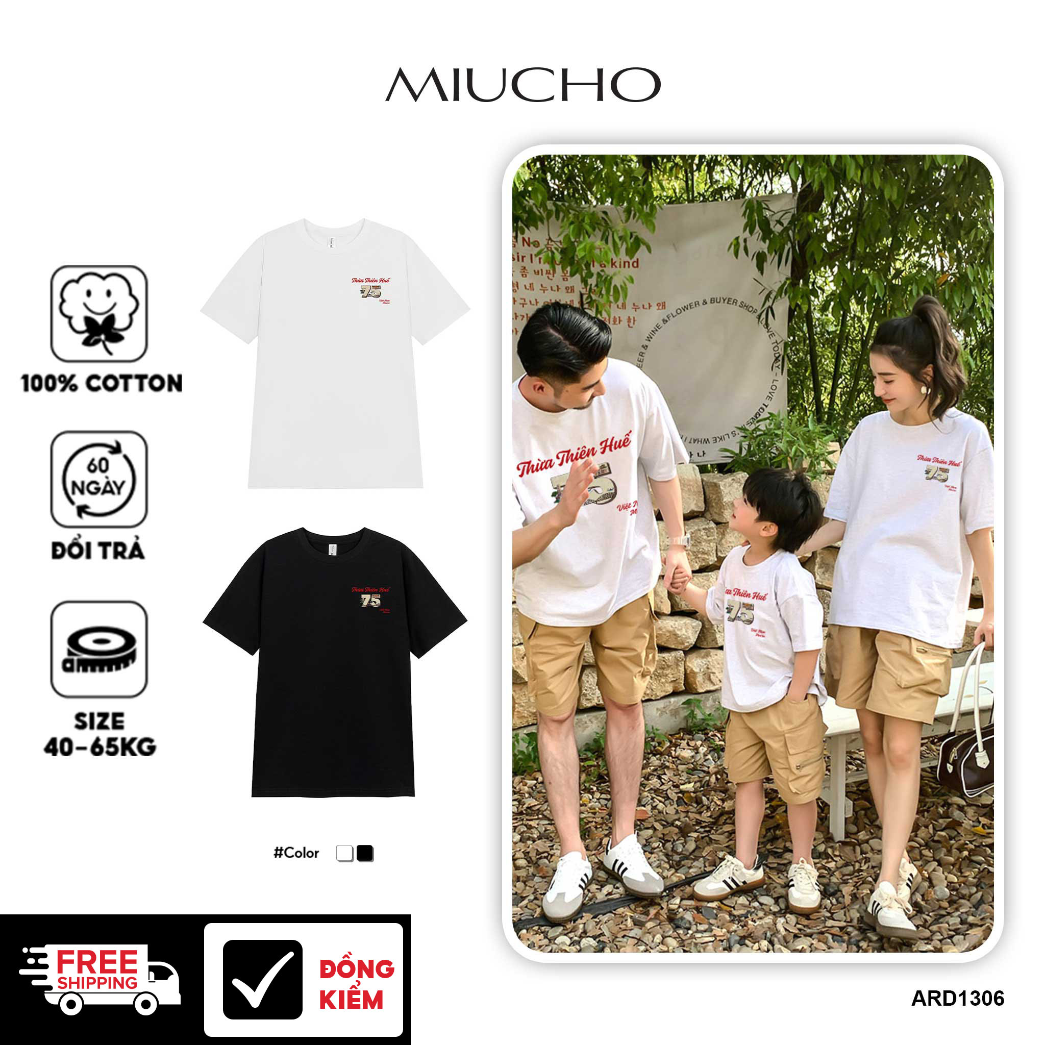 Áo thun nữ du lịch Huế form vừa regular thoáng mát ARD1306 Miucho Chic in mix_thumbnail_1