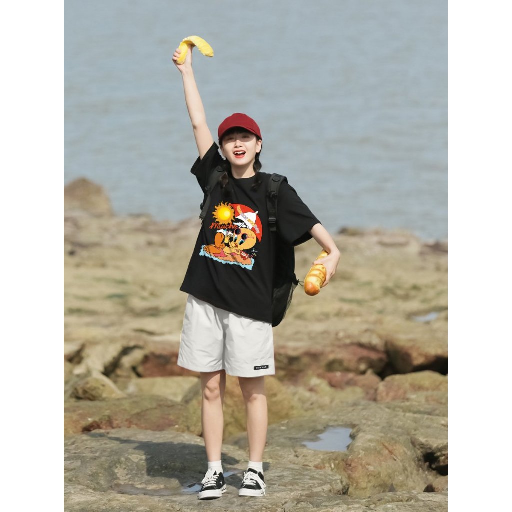 Quần đùi nam nữ, quần short Unisex trơn có logo chất kaki QNT01 Miucho basic_thumbnail_9