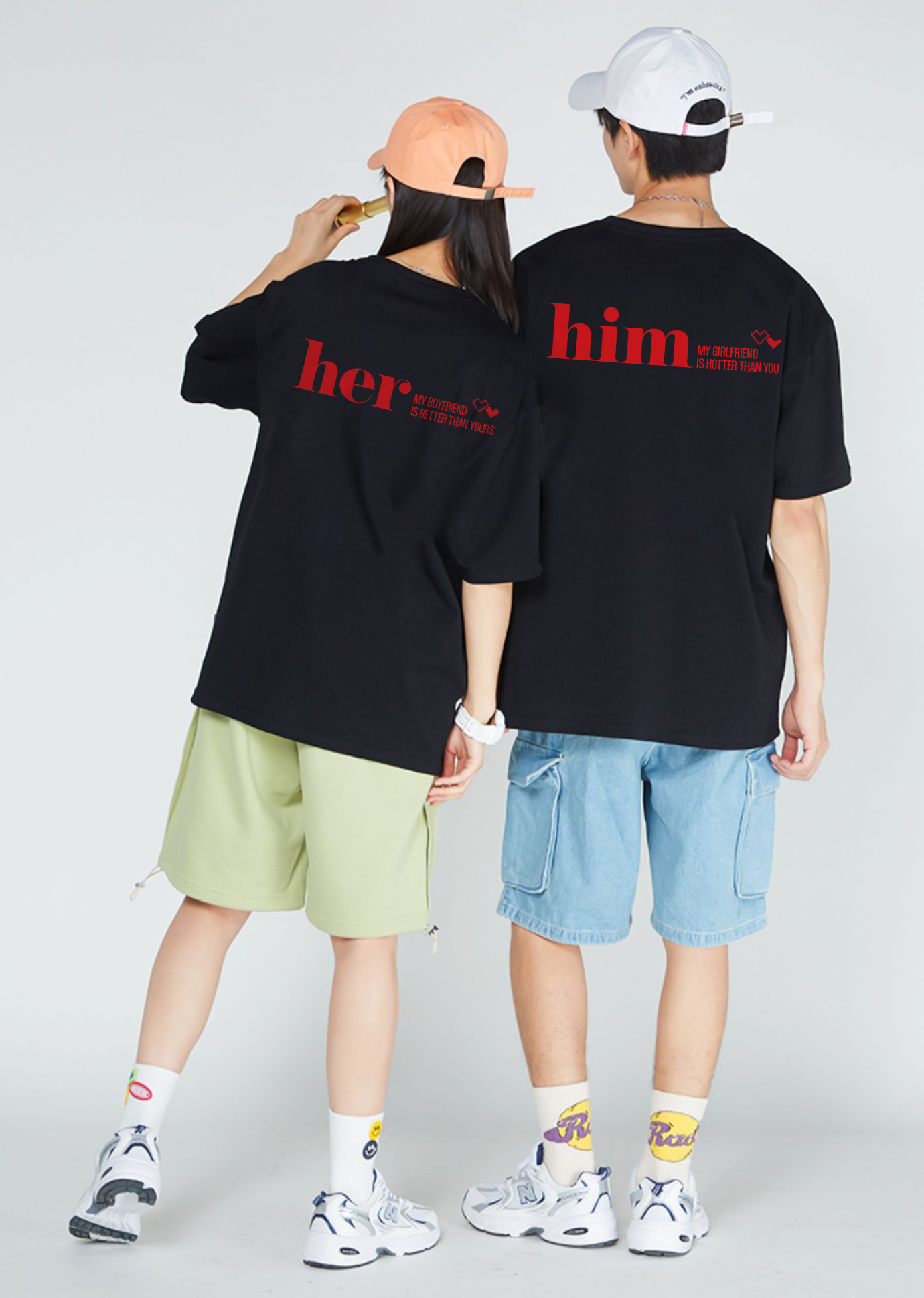 Áo thun cặp đôi couple đáng yêu from rộng ATD1368 Miucho vải cotton cổ tròn in Typography_thumbnail_3