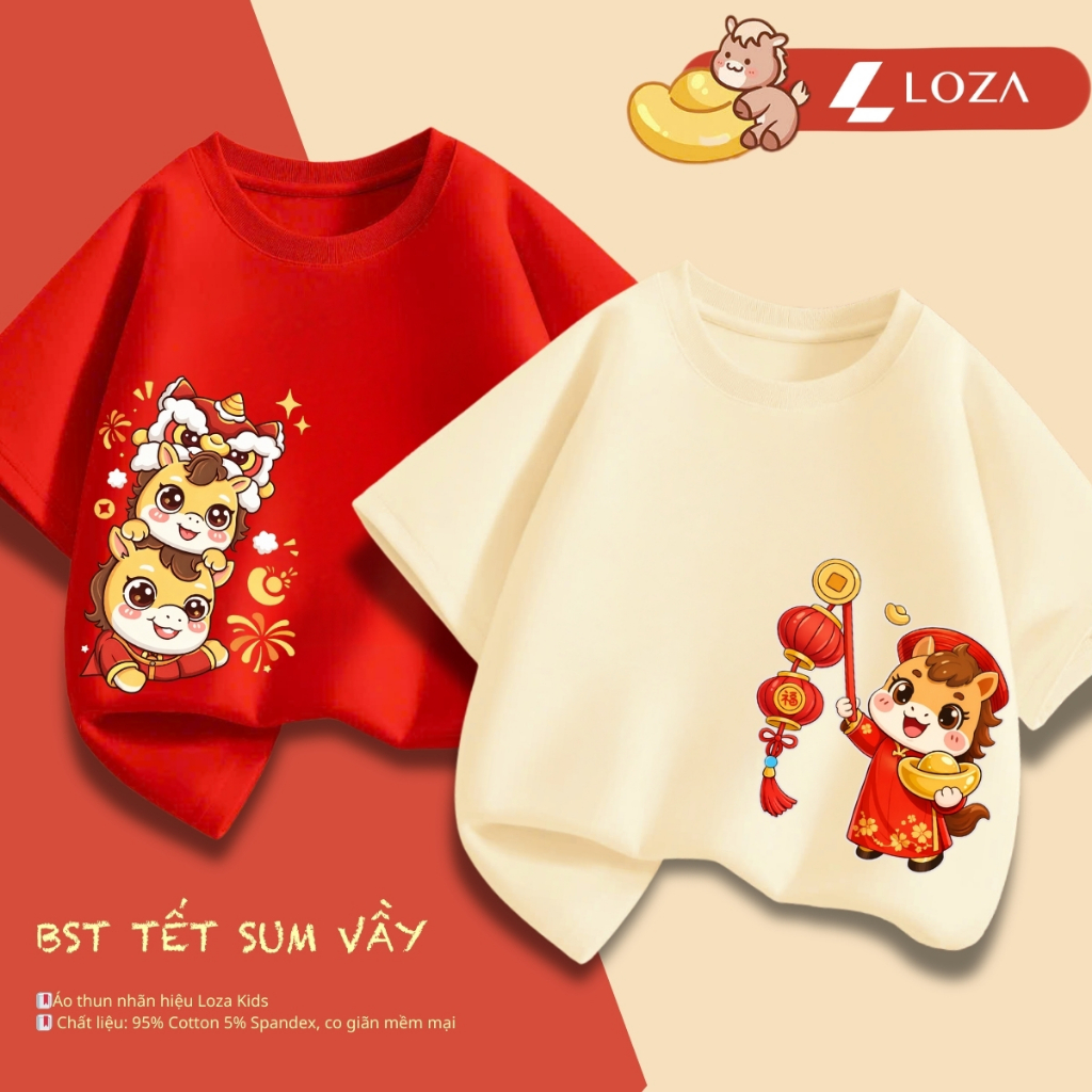 Áo thun bé gái, bé trai Tết 2026 - Loza Kids- Mã AT035_thumbnail_4