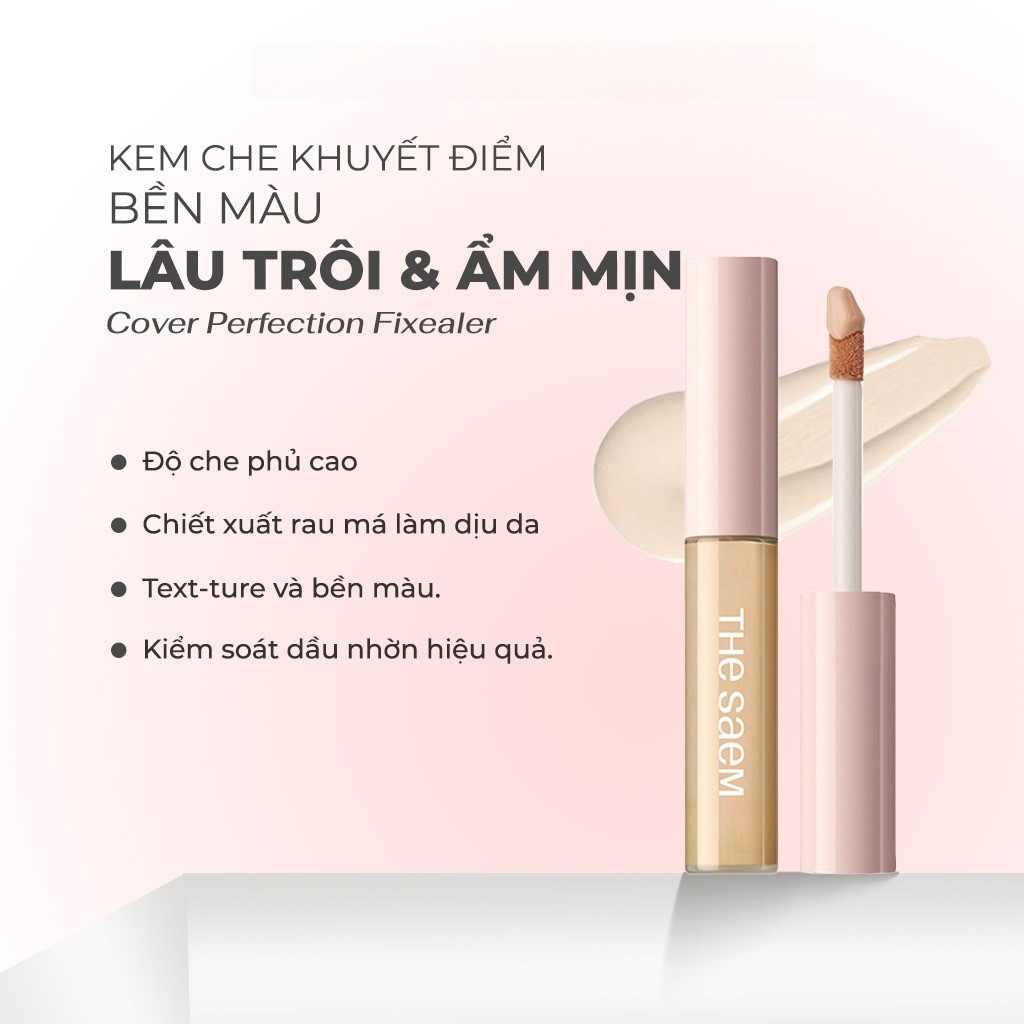 [THE SAEM] Kem che khuyết điểm The Saem Cover Perfection Fixealer 6.5g (nắp hồng)