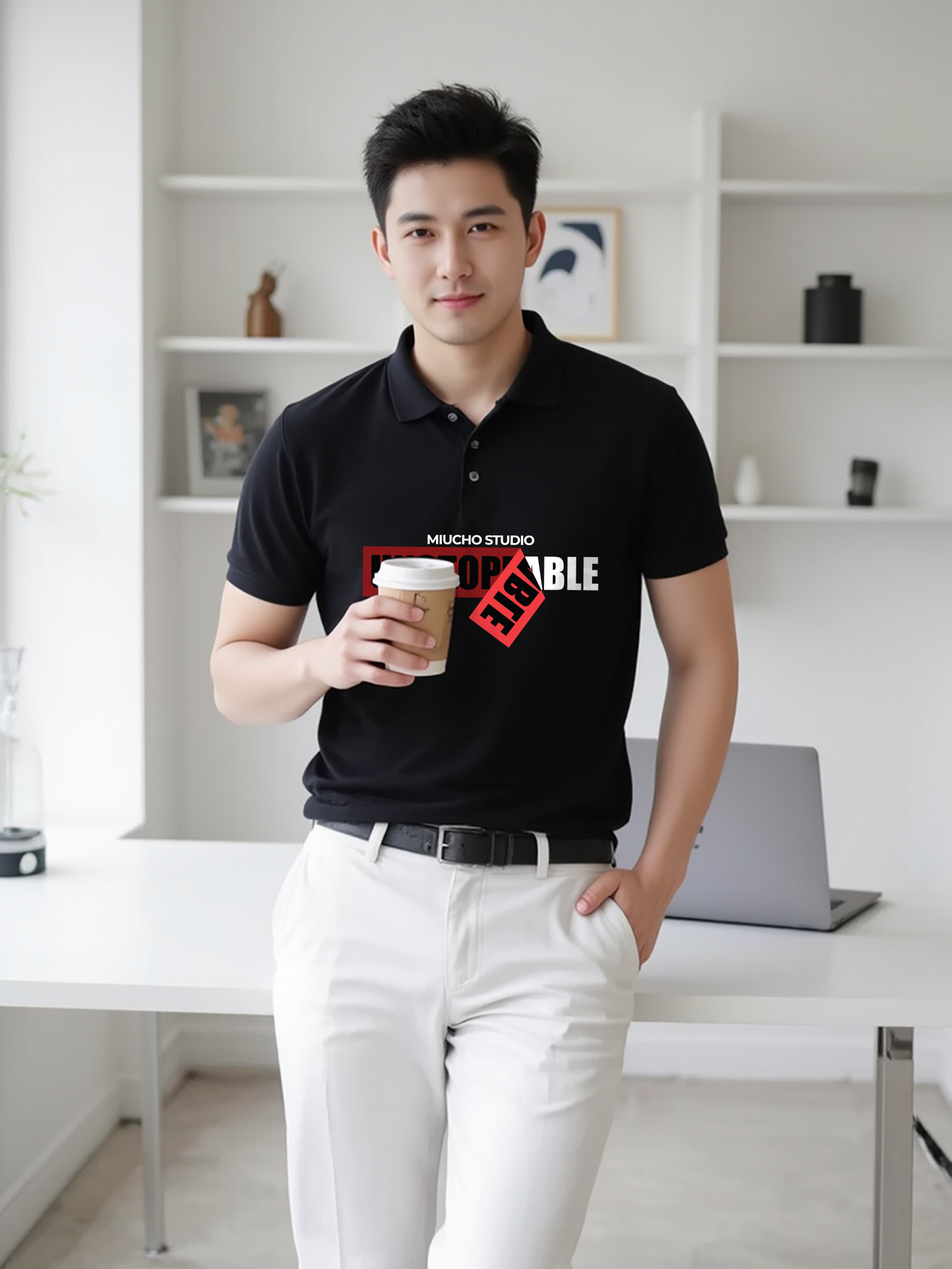 Áo polo nam đẹp form vừa 2066 Miucho Iconic cổ trụ vải cá sấu polyester thoáng mát in typography_thumbnail_4