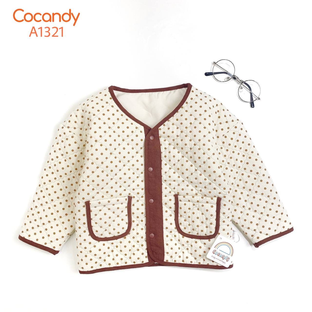 Áo khoác XÔ muslim BE chấm bi viền NÂU_thumbnail_0