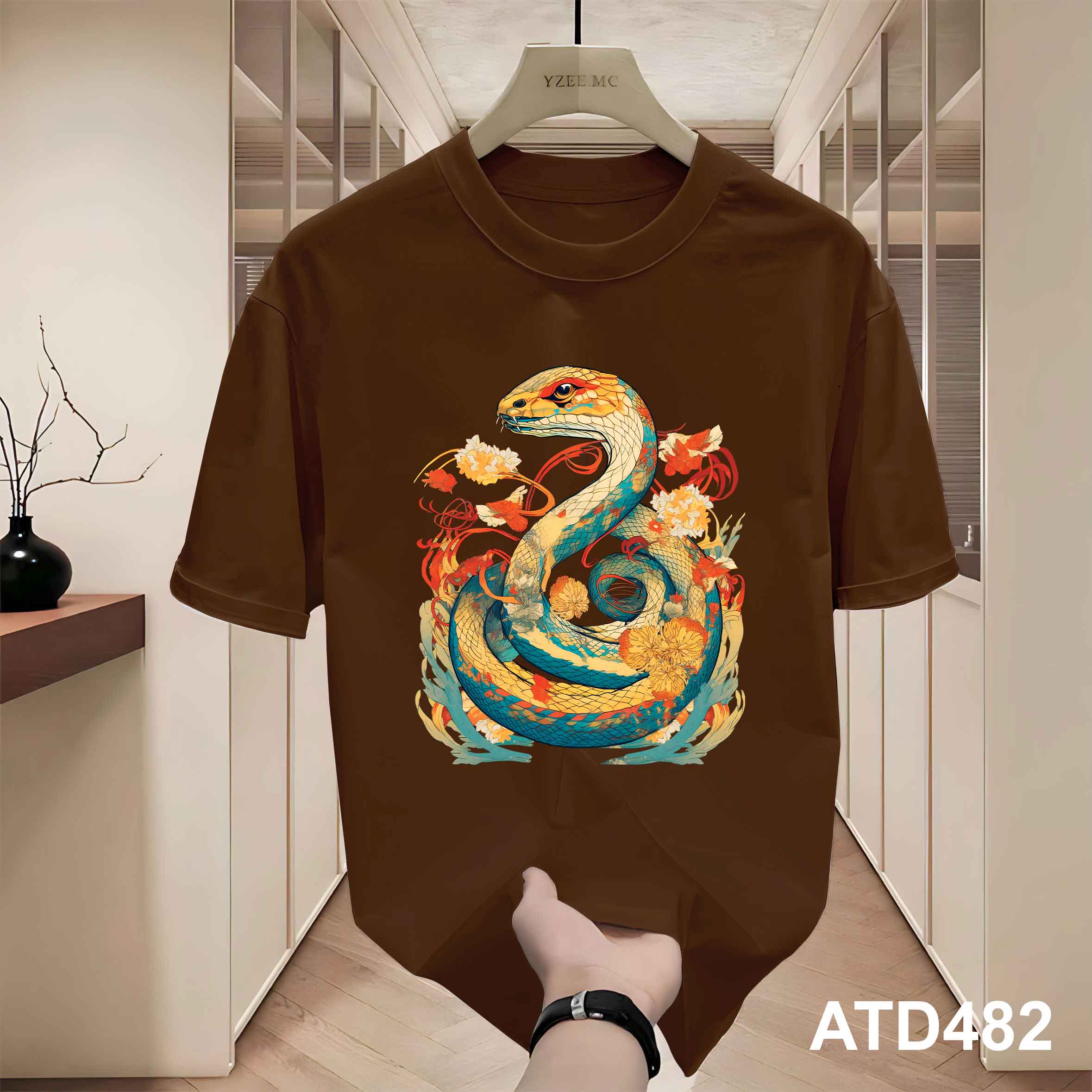 Áo thun nam form rộng 12 con giáp tuổi Tỵ ATD482 Miucho Iconic cotton cổ tròn in graphic_thumbnail_2