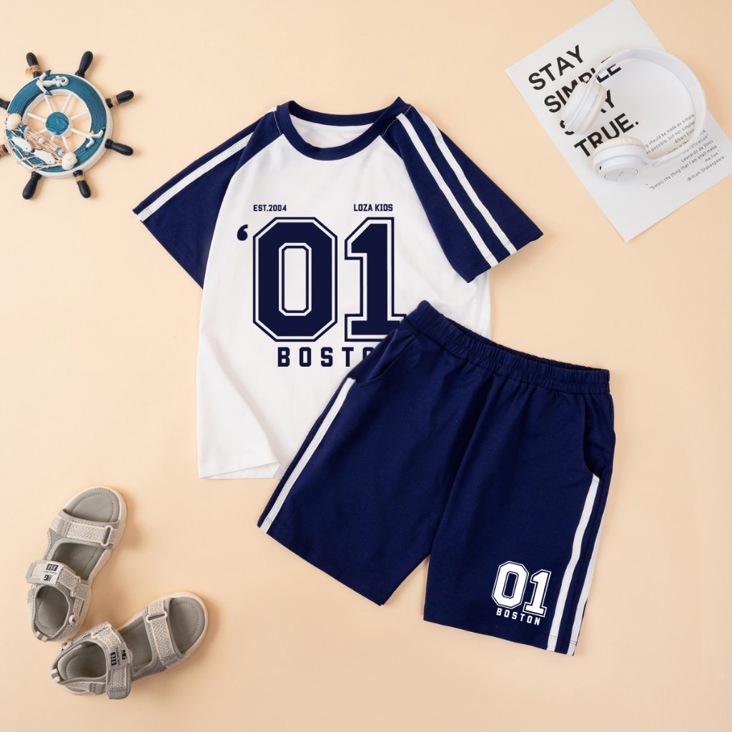 Set bộ bé trai, bé gái phối viền hình BOSTON - Loza Kids BF610_thumbnail_1