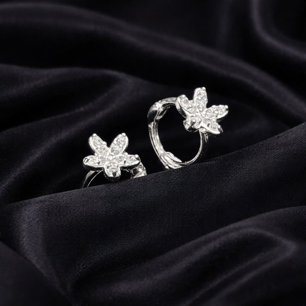 Khuyên vòng bạc xi kim hoa 5 cánh đính đá_thumbnail_2