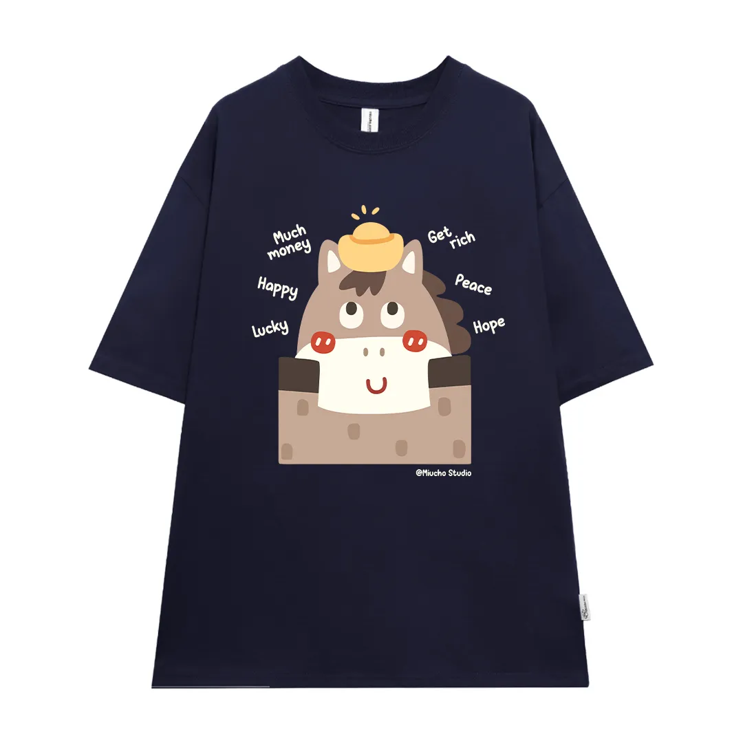 Áo thun form rộng Miucho vải dày dặn thoáng mát tôn dáng chú ngựa ngây ngô in mix 2910_thumbnail_12