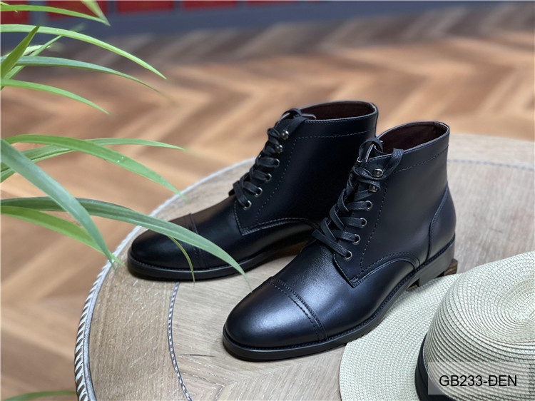 GB233 - Giày Boots Martin Nam Da Bò Phong Cách Anh, Đế Cao Su Chống Trượt, Màu Đen Kaki_thumbnail_5