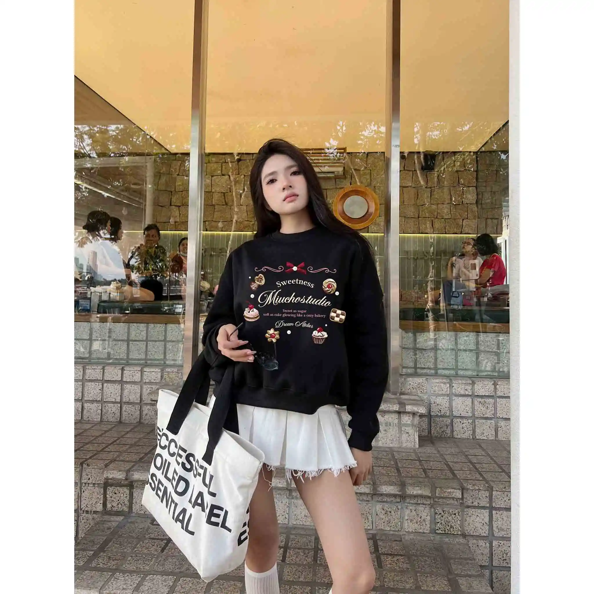Áo Sweater nữ form boxy Miucho vải nỉ 2 da thoáng mát thấm hút tốt Giáng Sinh in mix 2846_thumbnail_3