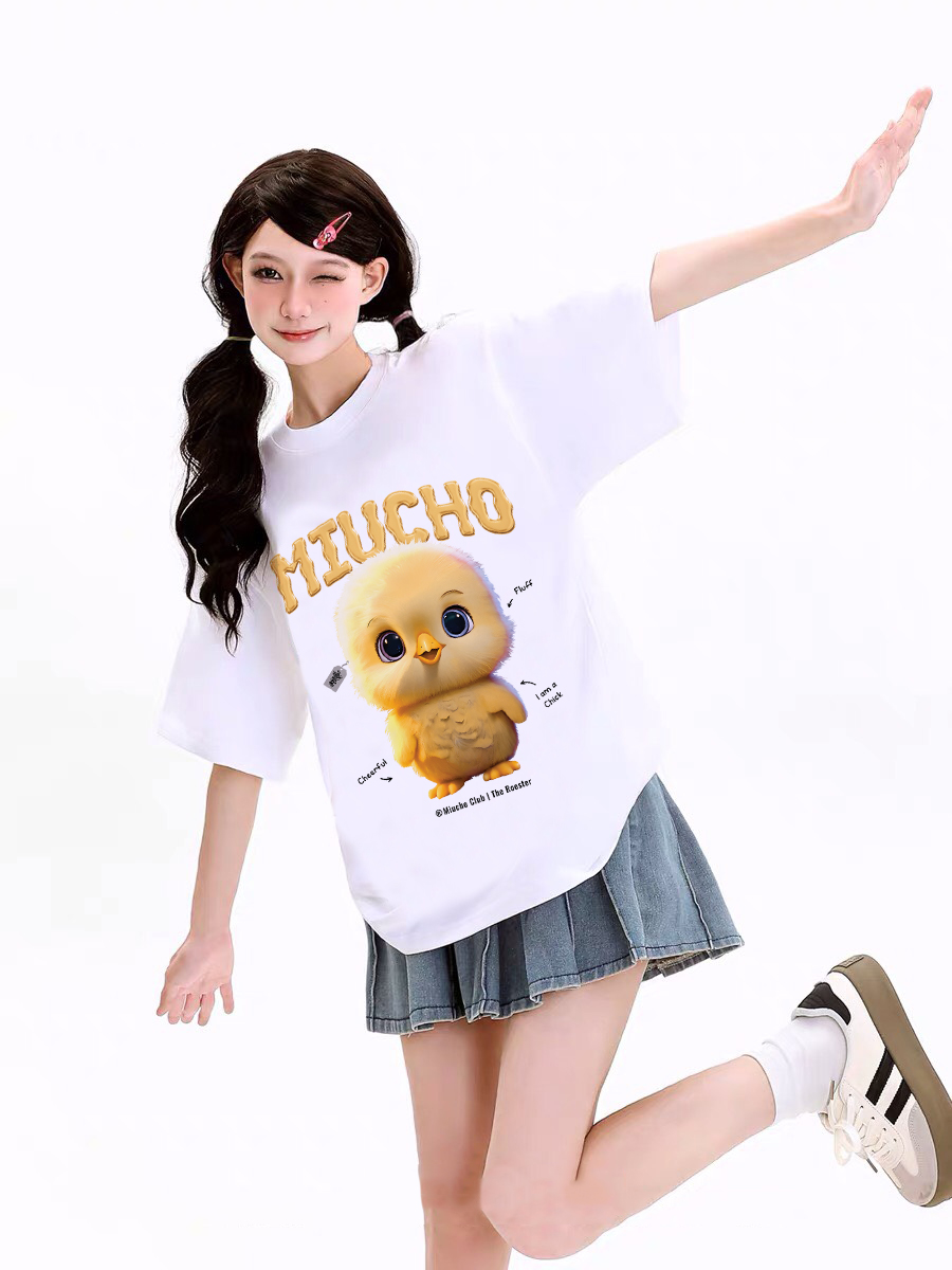 Áo thun form rộng 12 con giáp tuổi Dậu ATD1240 Miucho tay ngắn cổ tròn in mix_thumbnail_12