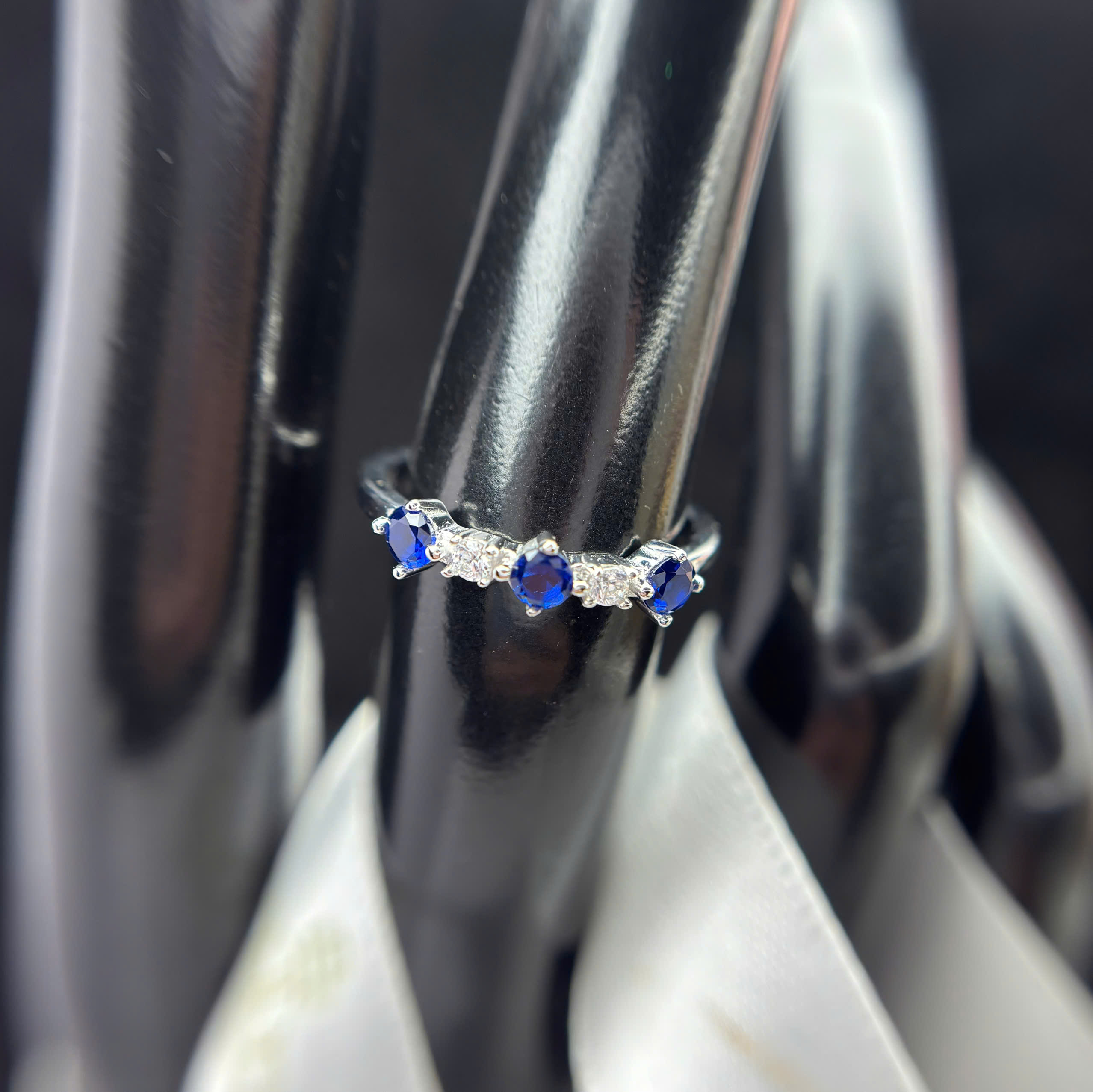 Nhẫn bạc xi bạch kim lá xanh thẫm size 6_thumbnail_1