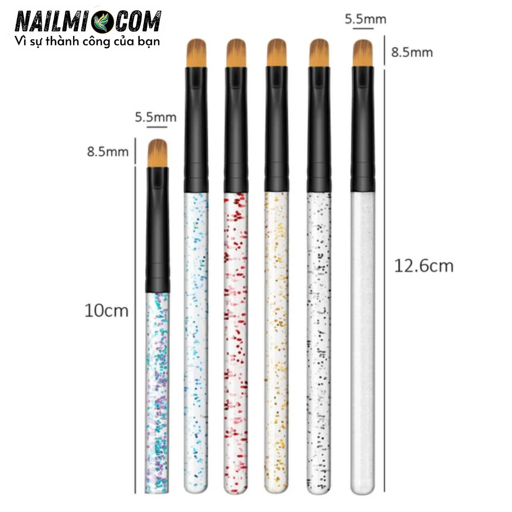 Cọ đắp gel - bản tròn - cán trong nhiều màu