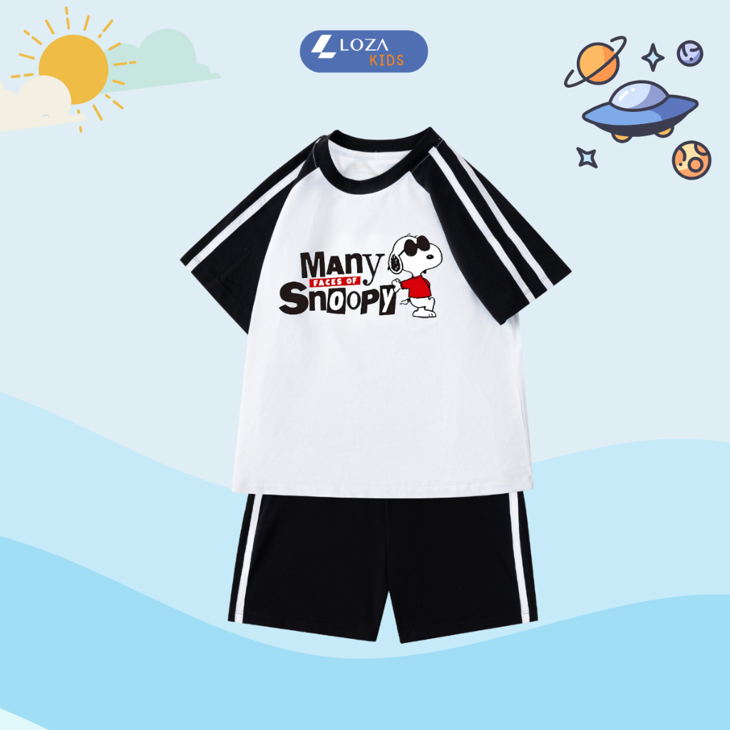 Đồ bộ trẻ em phối viền hình cún Snoopy - Loza Kids BF259_thumbnail_0