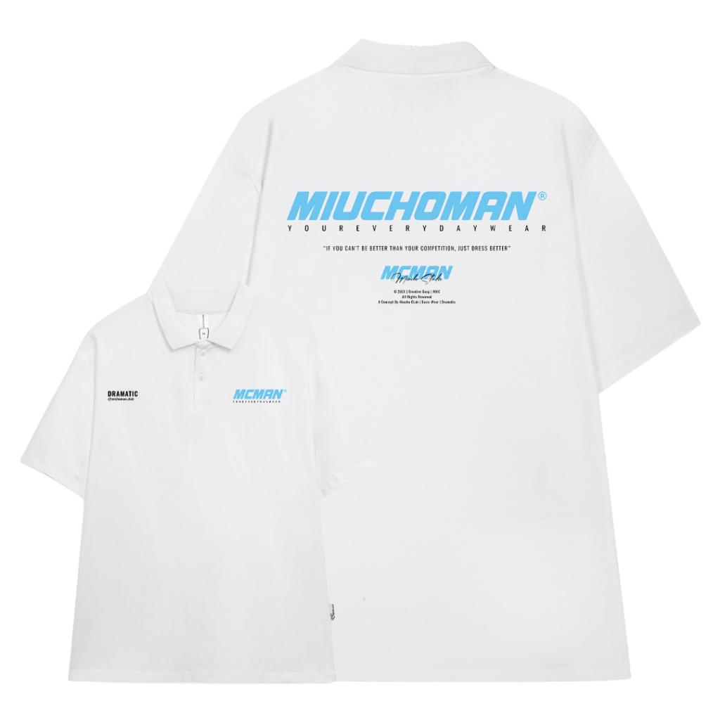Áo polo nam form rộng PLD390 Miucho Man cotton cổ trụ in typography_thumbnail_4