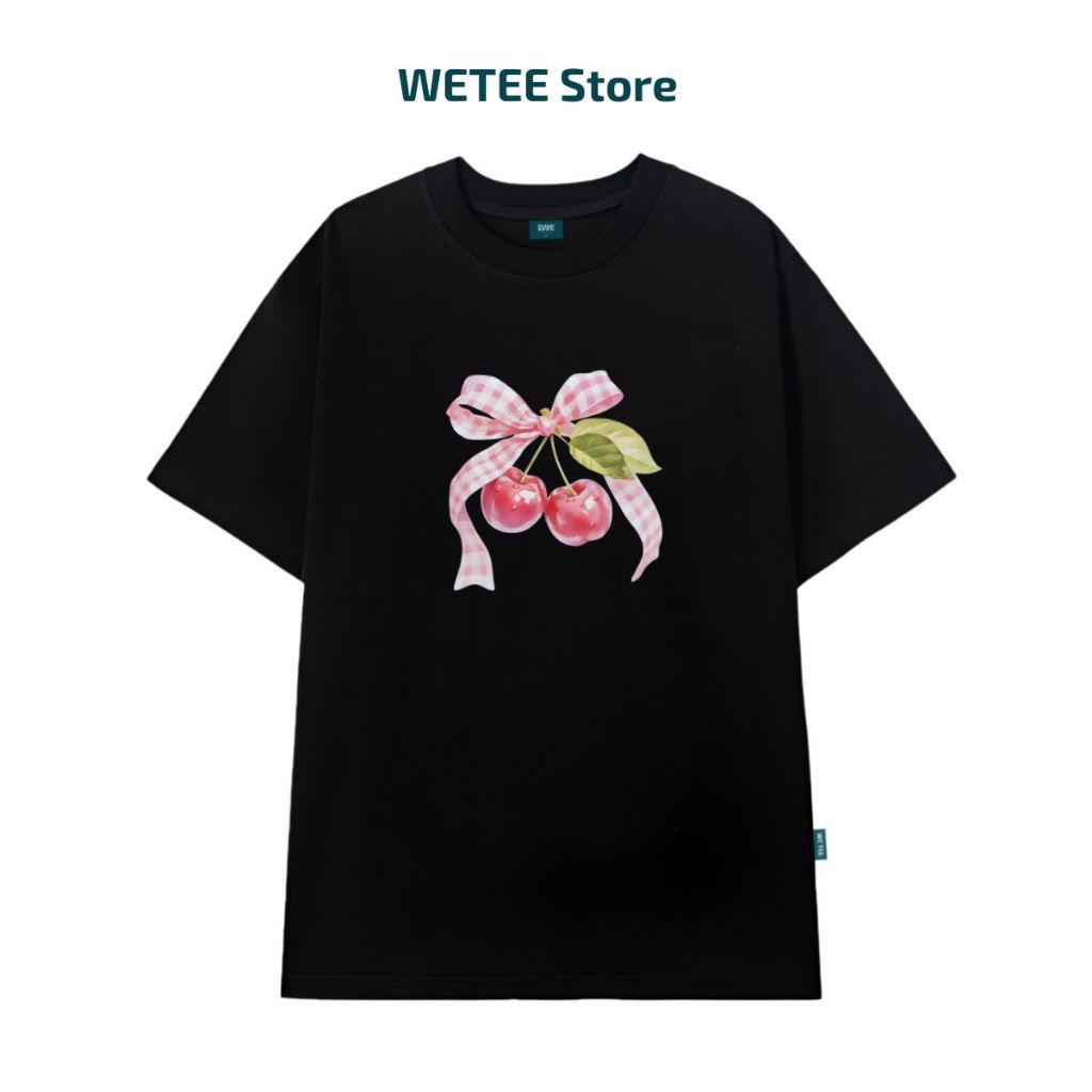 Áo thun unisex UX30-1169 hình nơ cherry hồng dáng oversized local brand WETEE_thumbnail_5