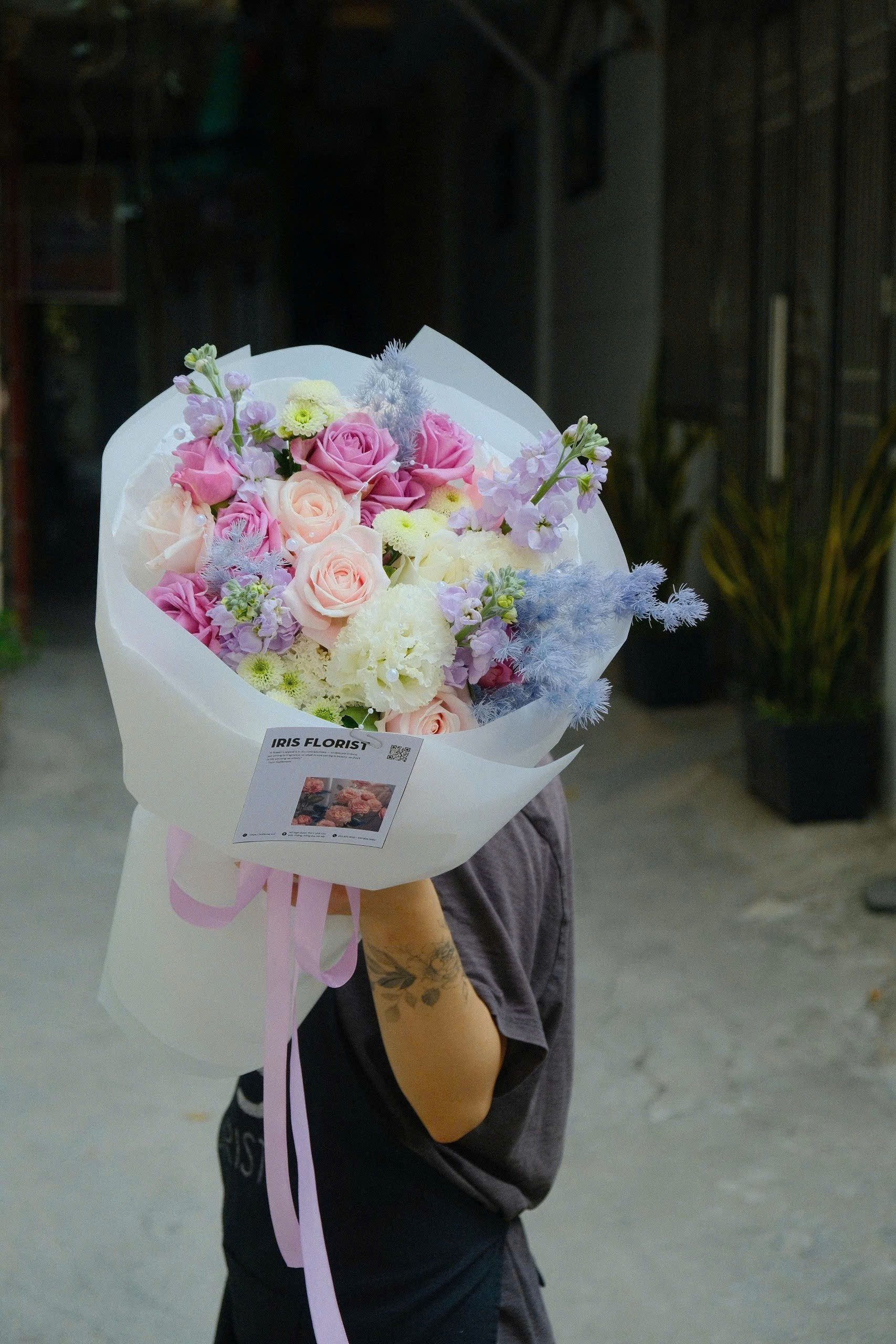 Violet Dreams Bouquet - Bó hoa mix tone hồng tím - size M_thumbnail_0