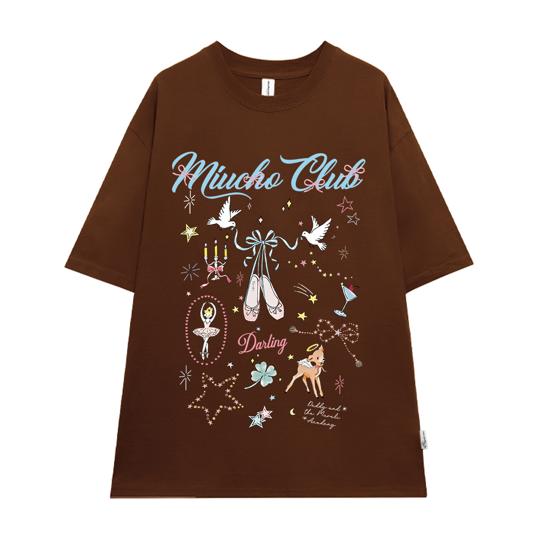 Áo thun form rộng local brand ATD1258 Miucho tay ngắn cổ tròn in mix