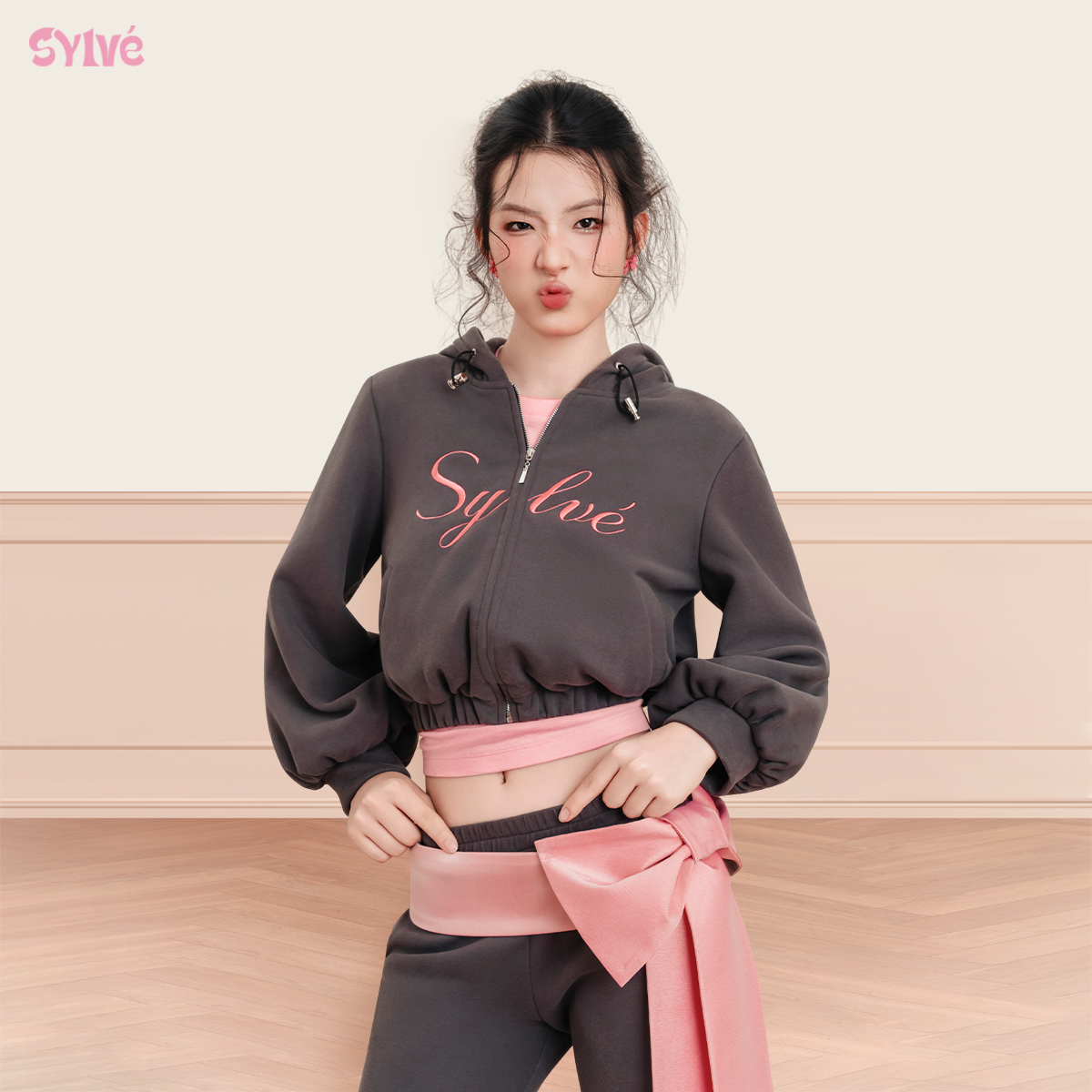 Set Bộ Hoodie SYLVE - BLOOM SET - Áo Hoodie+Áo Phông Babyte & Quần+Nơ Thiết Kế Thời Thượng Chất Liệu Cao Cấp ST02_thumbnail_2