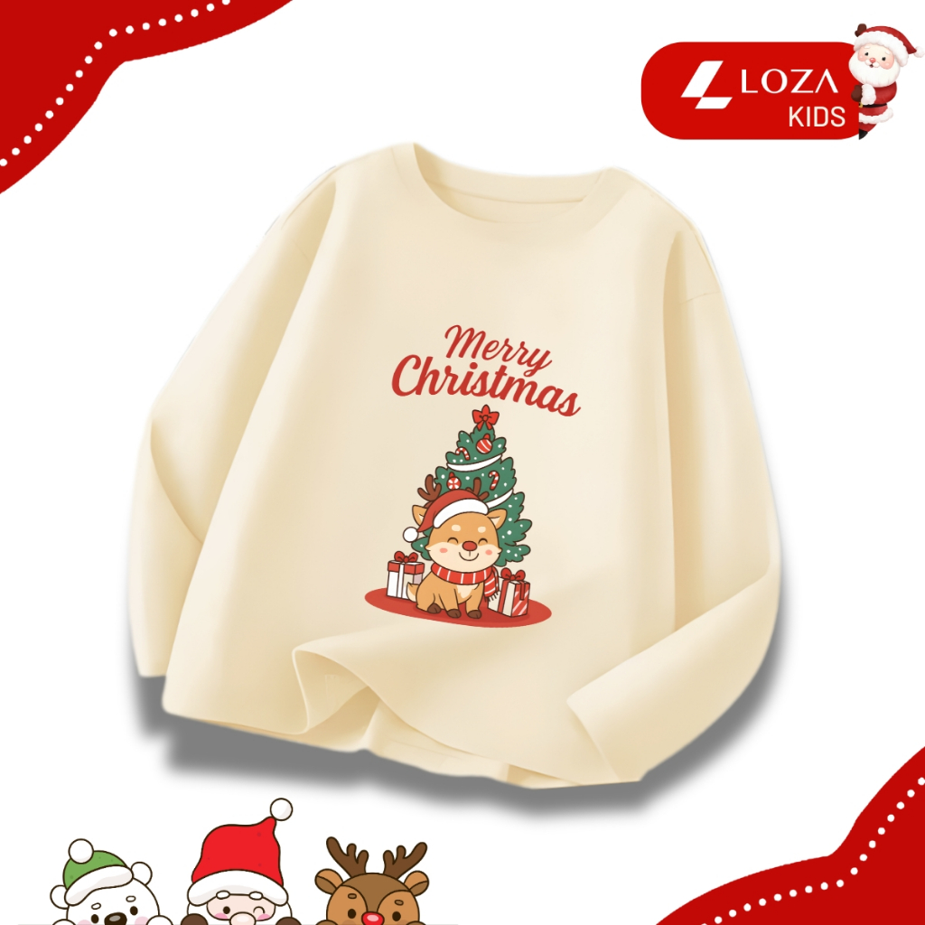 Áo thun dài tay bé trai, bé gái in hình Noel cho bé từ 15-40kg - Áo thu đông trẻ em Loza Kids - KT010_thumbnail_5