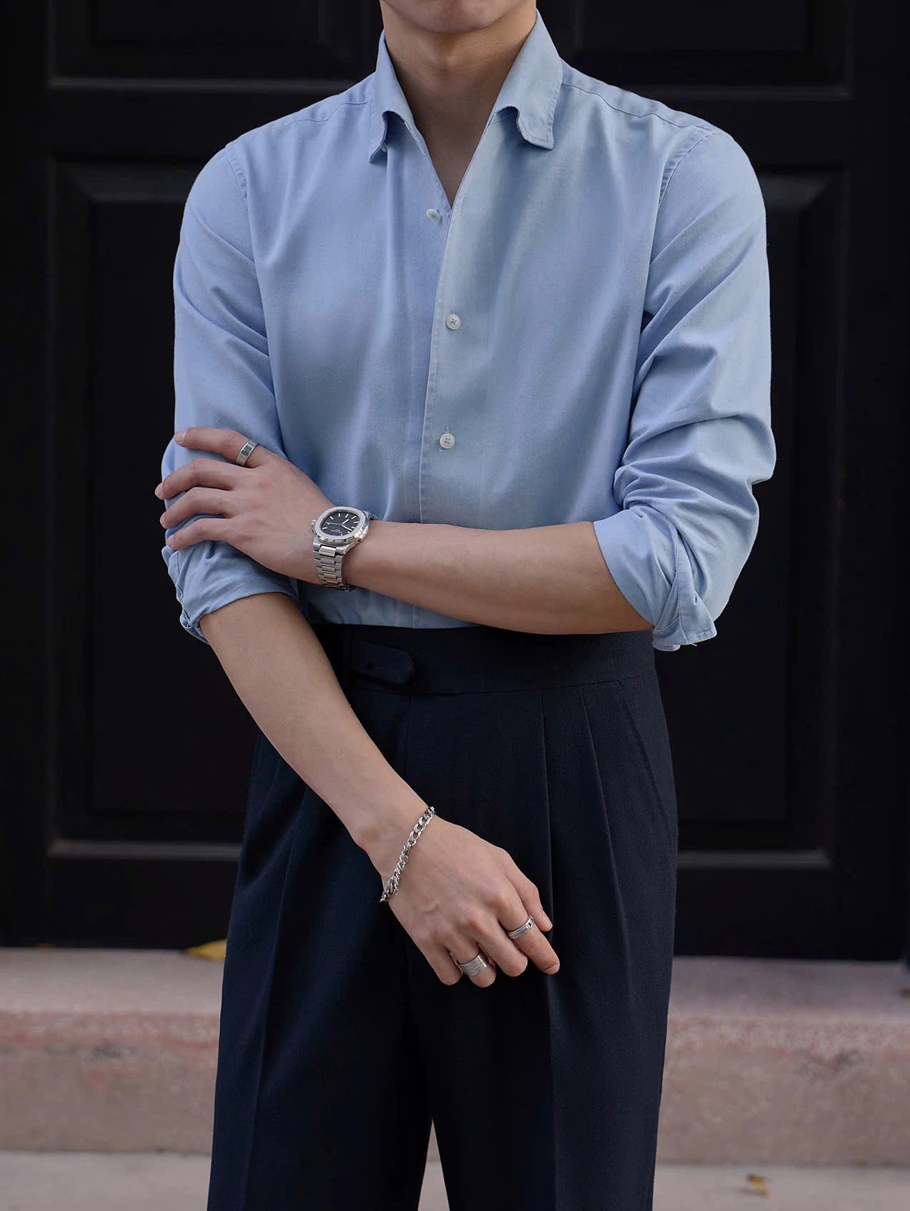 Áo Sơ Mi Modern Denim Cổ Button-Down Ẩn_thumbnail_3