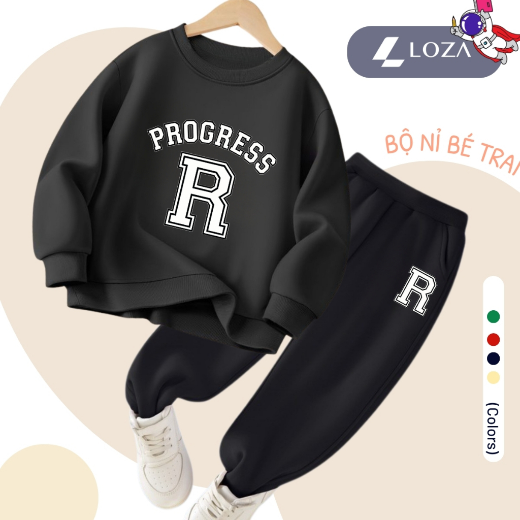 Set bộ nỉ bé trai in hình 'Progress R' - Loza Kids G0427