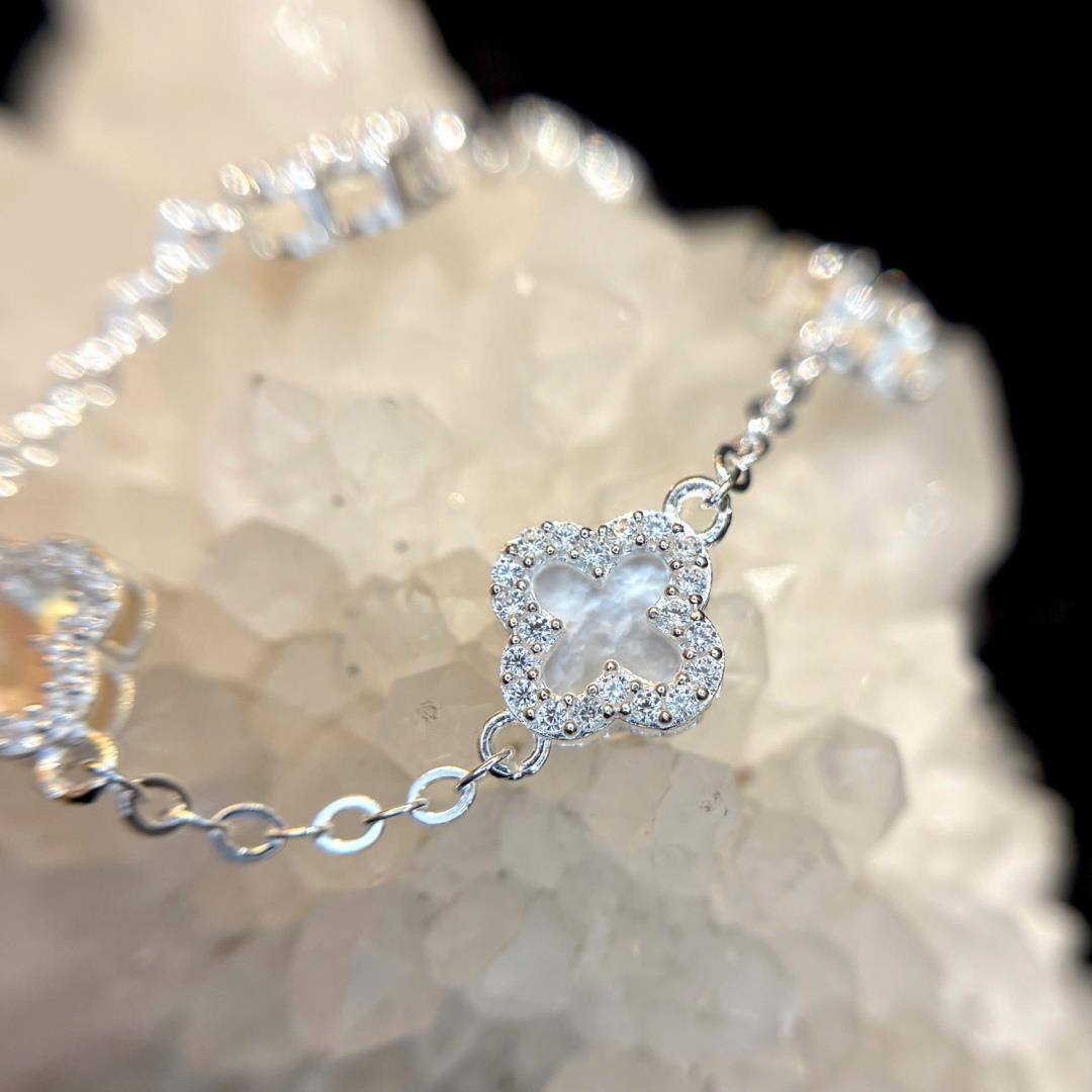 Vòng tay bạc xi kim Vancleef trắng xà cừ_thumbnail_3