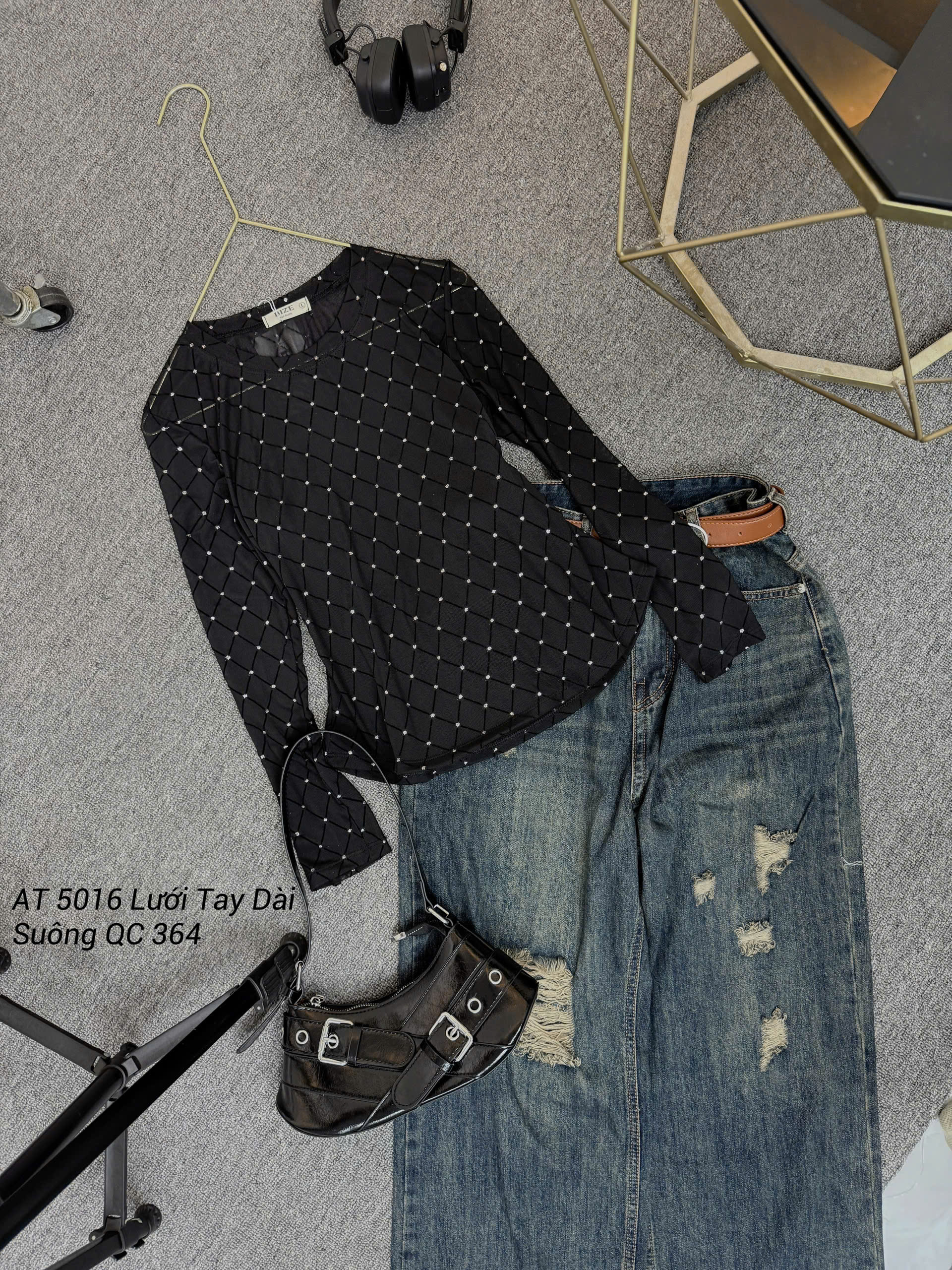 Áo lưới kim tuyến tay dài bigsize AT5016 dành cho nàng béo mập từ 55-90kg_thumbnail_2