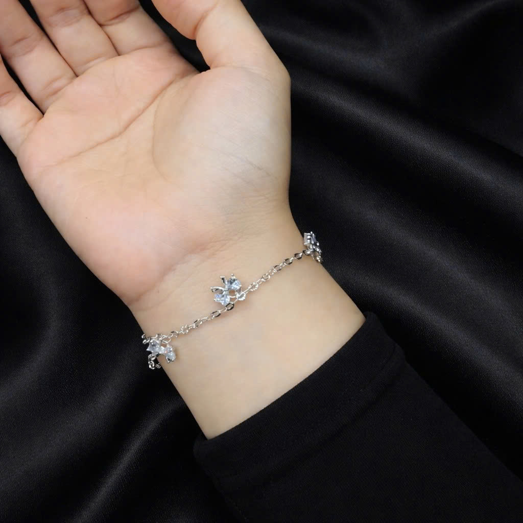 Vòng tay bạc xi kim nơ tim trắng_thumbnail_2