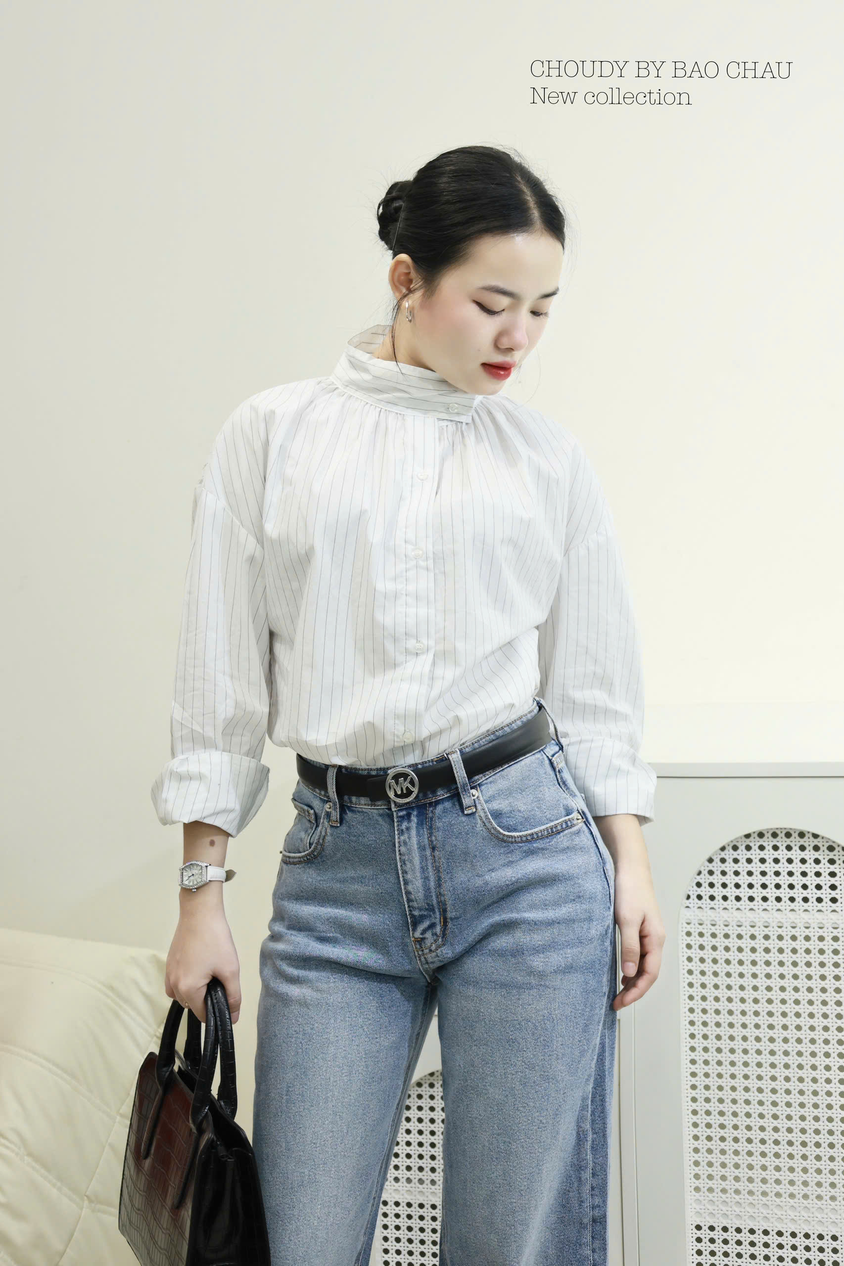 U777 ÁO SOMI SỌC TRẮNG