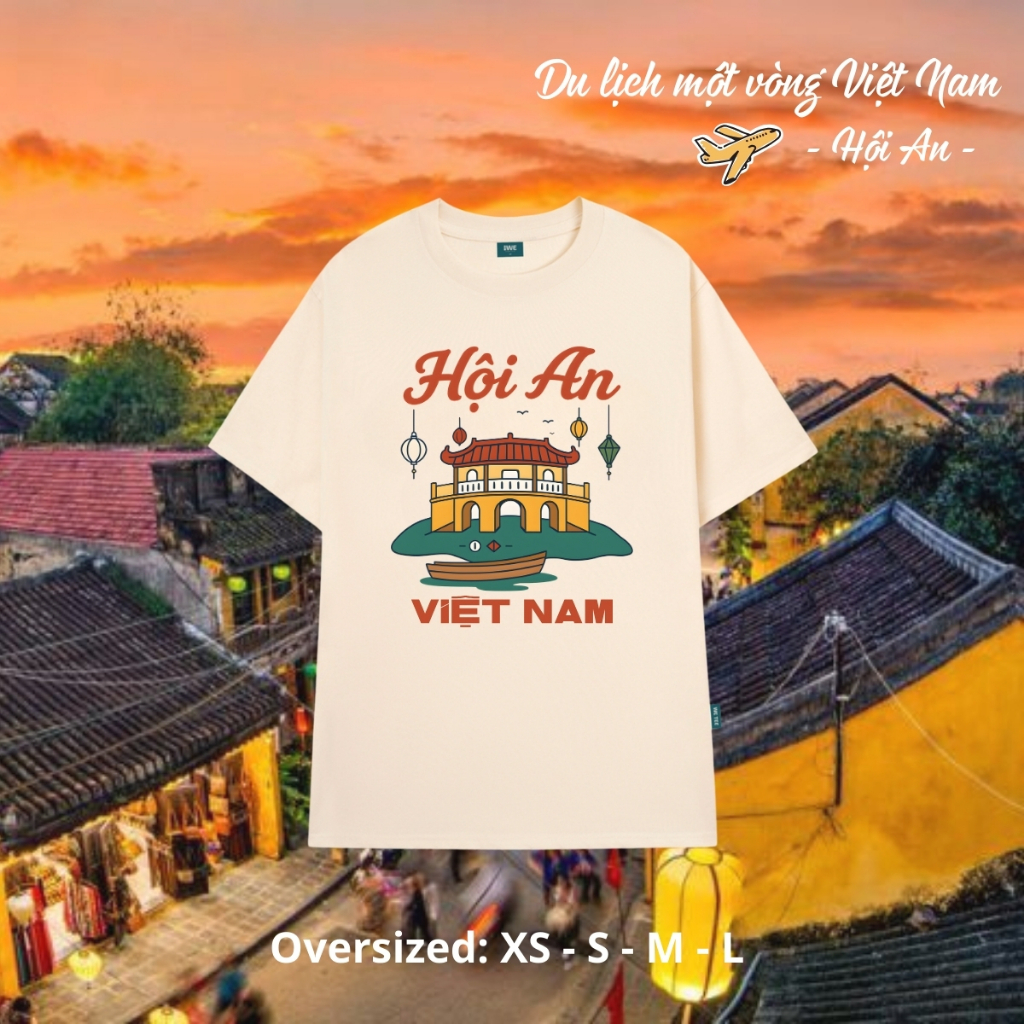 Áo thun du lịch Việt Nam, Huế, Hạ Long... dáng oversize rộng màu be local brand We Tee - T039_thumbnail_5