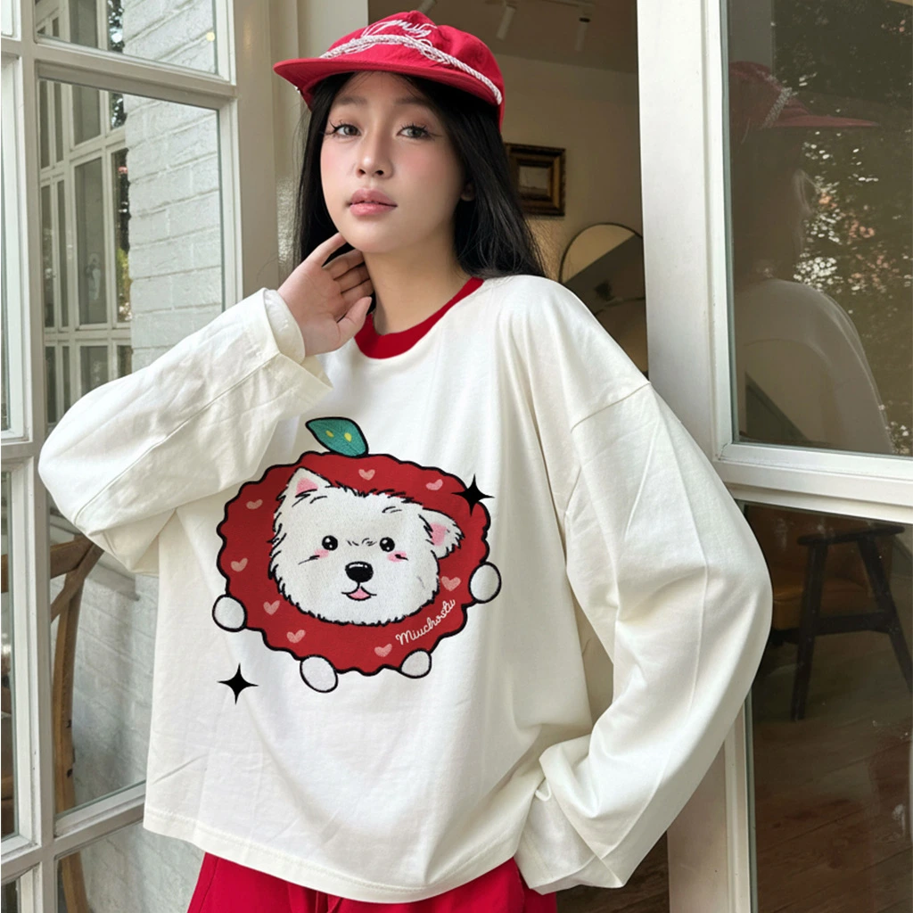 Áo thun Tết boxy tay dài phối cổ mix màu Miucho vải dày dặn thoáng mát Du Xuân Bính Ngọ 3010_thumbnail_5