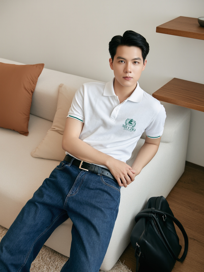 Áo polo nam form vừa PLCSD2408 Miucho Iconic phong cách basic chất liệu polyester bền nhẹ in mix_thumbnail_5