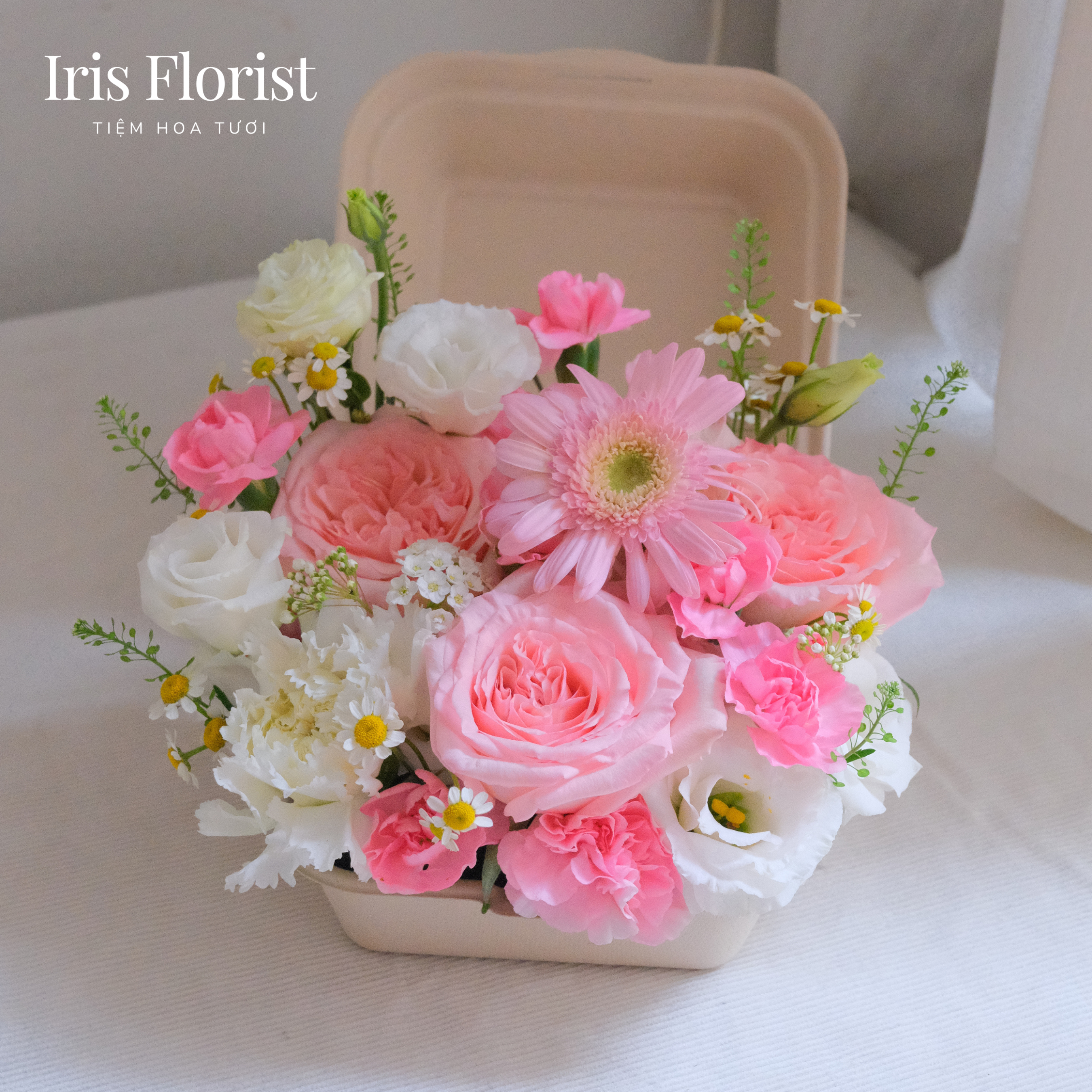 Hộp hoa Bento (Màu: Hồng/ Trắng/ Xanh/ Cam/ Đỏ)