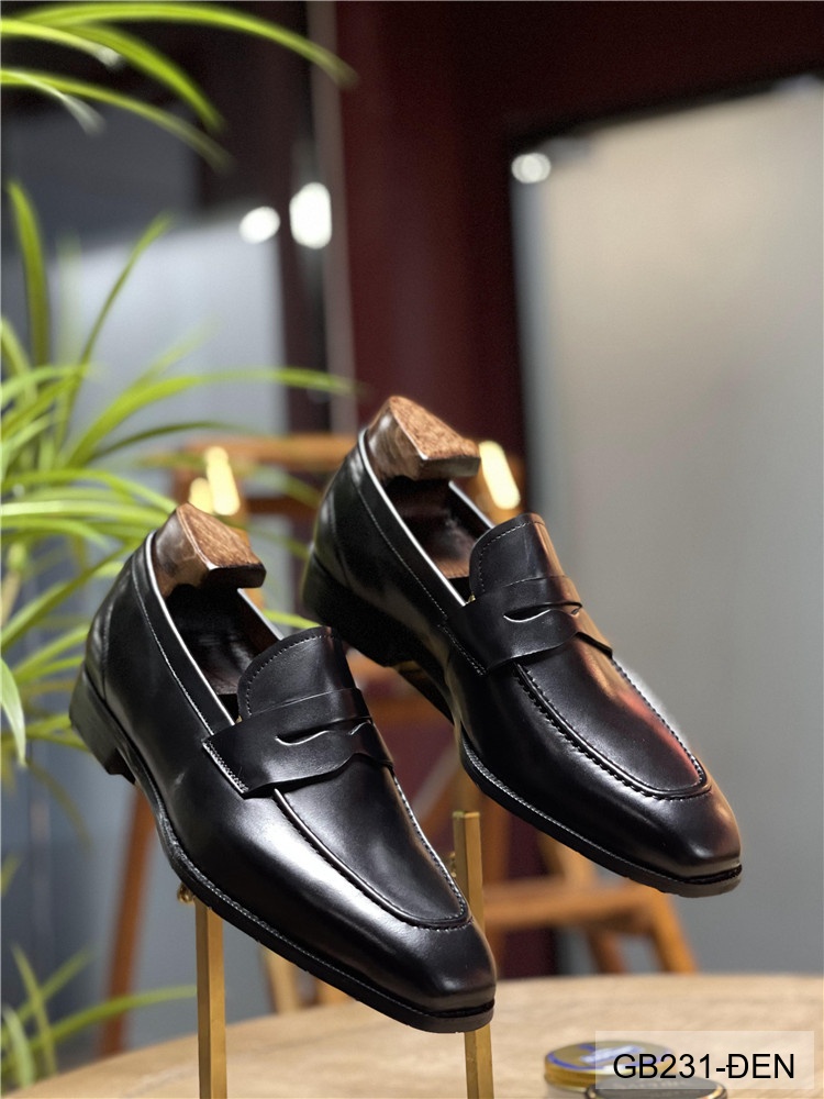 GB231 - Giày lười nam da thật phong cách Anh cổ điển màu đen_thumbnail_8