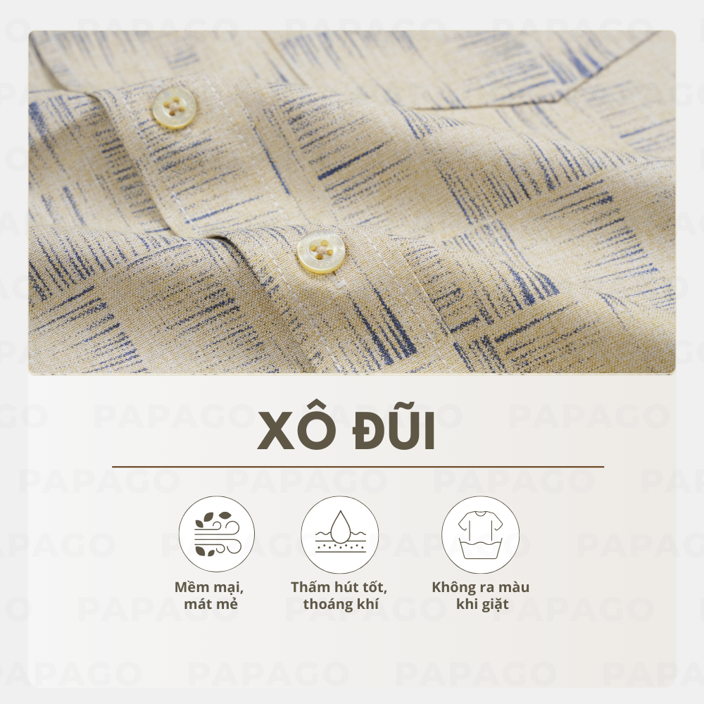 [MỚI] Áo sơ mi nam trung niên PAPAGO vải xô đũi in họa tiết tay ngắn lai ngang - P25SNHT014_thumbnail_2