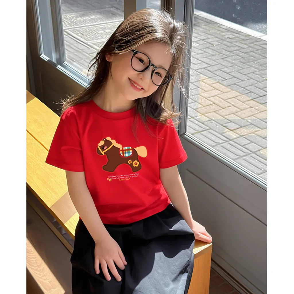 Áo thun form rộng bé gái Kado vải cotton thoáng mát mềm mại Ngựa gỗ đáng yêu 2906_thumbnail_2