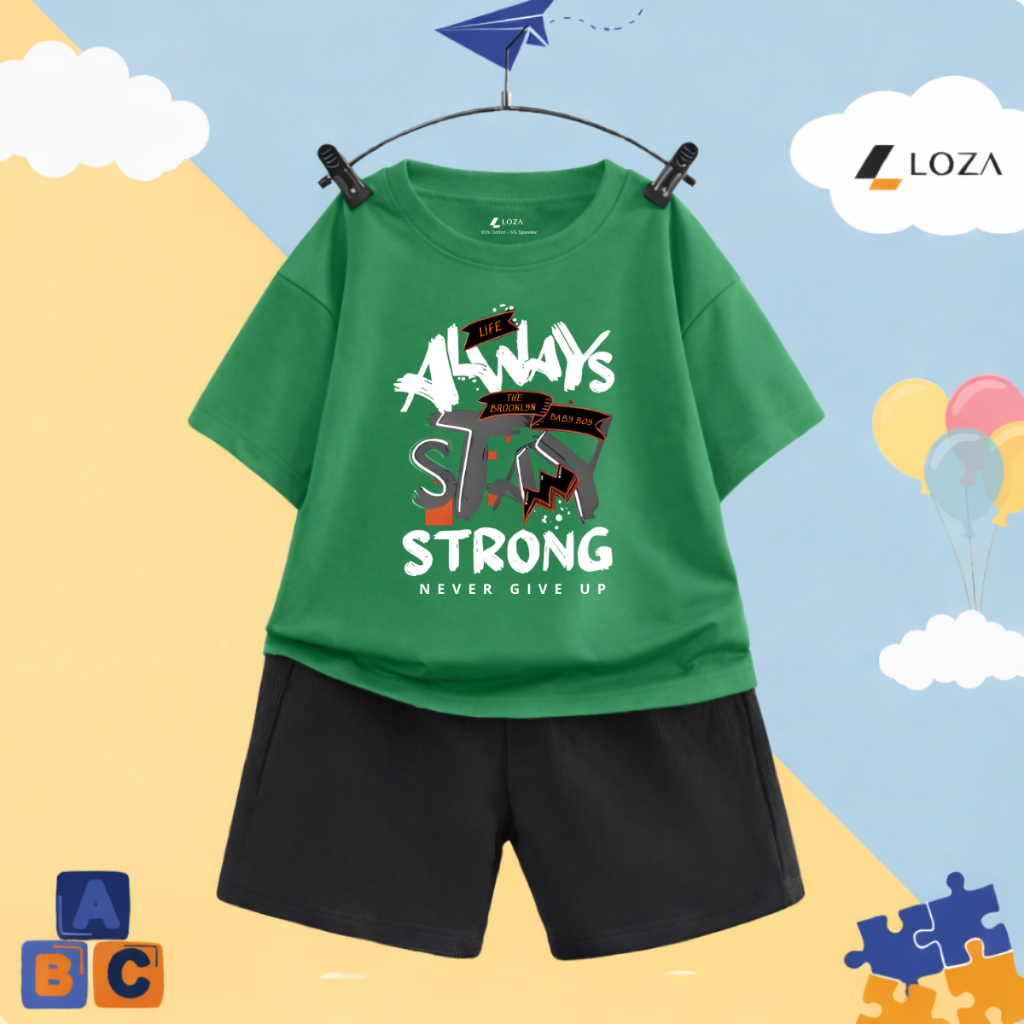 Set đồ bé trai hình ALWAYS STAY STRONG- Loza Kids SB600_thumbnail_1