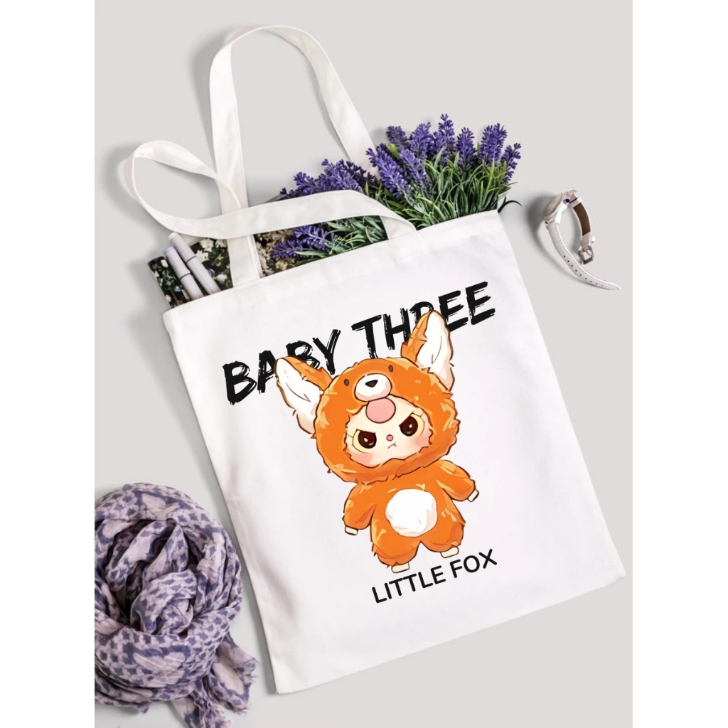 Túi tote Baby Three V3 - Túi Baby Three canvas 33x37cm có túi phụ đựng vừa A4, laptop - LOZA TOTE16_thumbnail_6