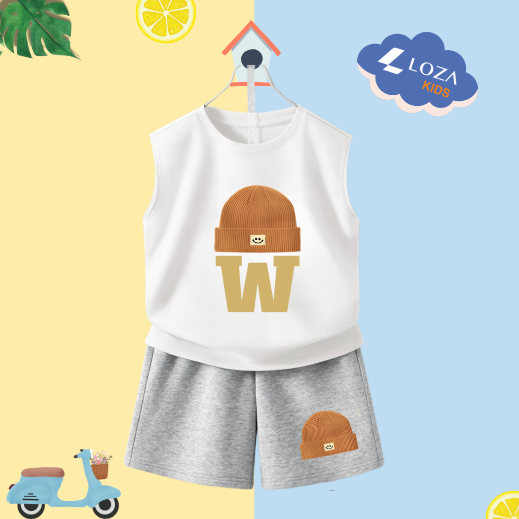 Bộ ba lỗ bé trai in hình Mũ W - Loza Kids BL240