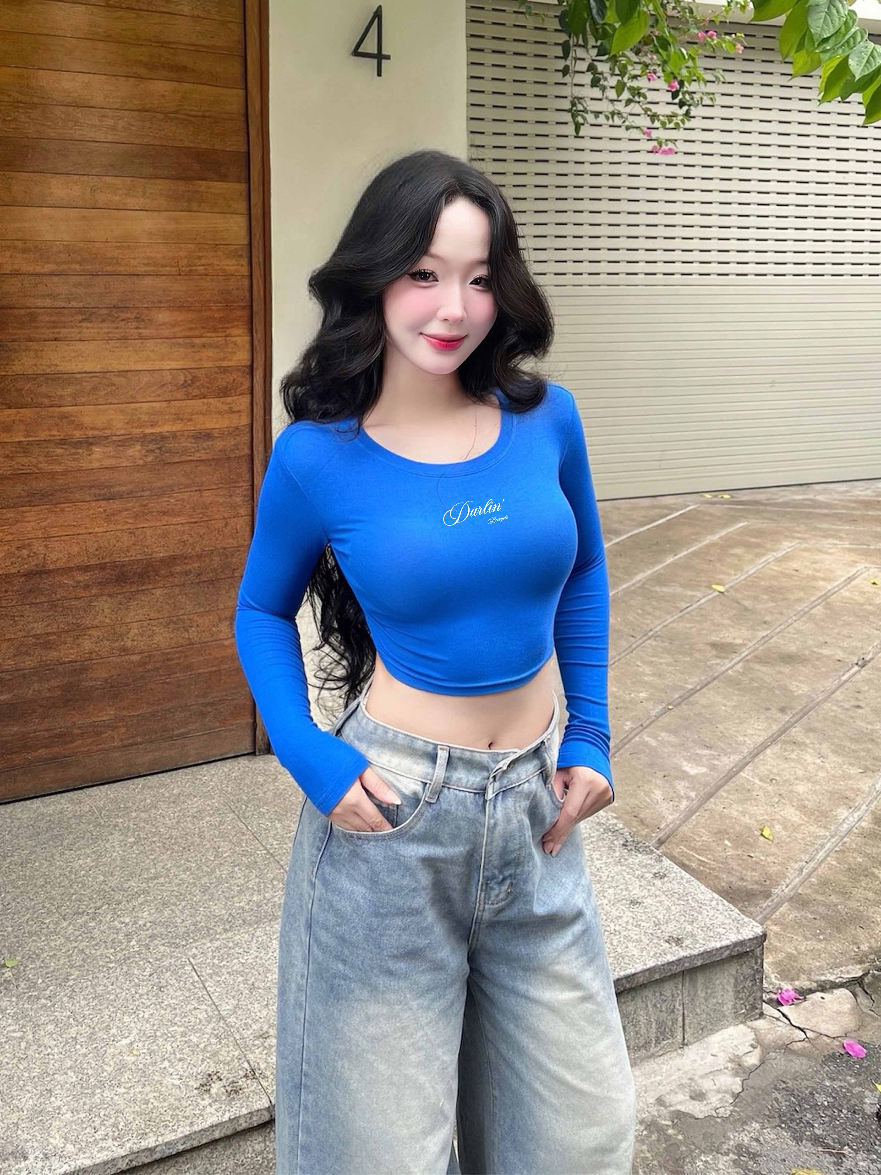 Áo croptop tay dài hack dáng 2499 Beezy 100% vải visco thoáng mát cổ tròn, nhiều màu, dễ phối đồ_thumbnail_2