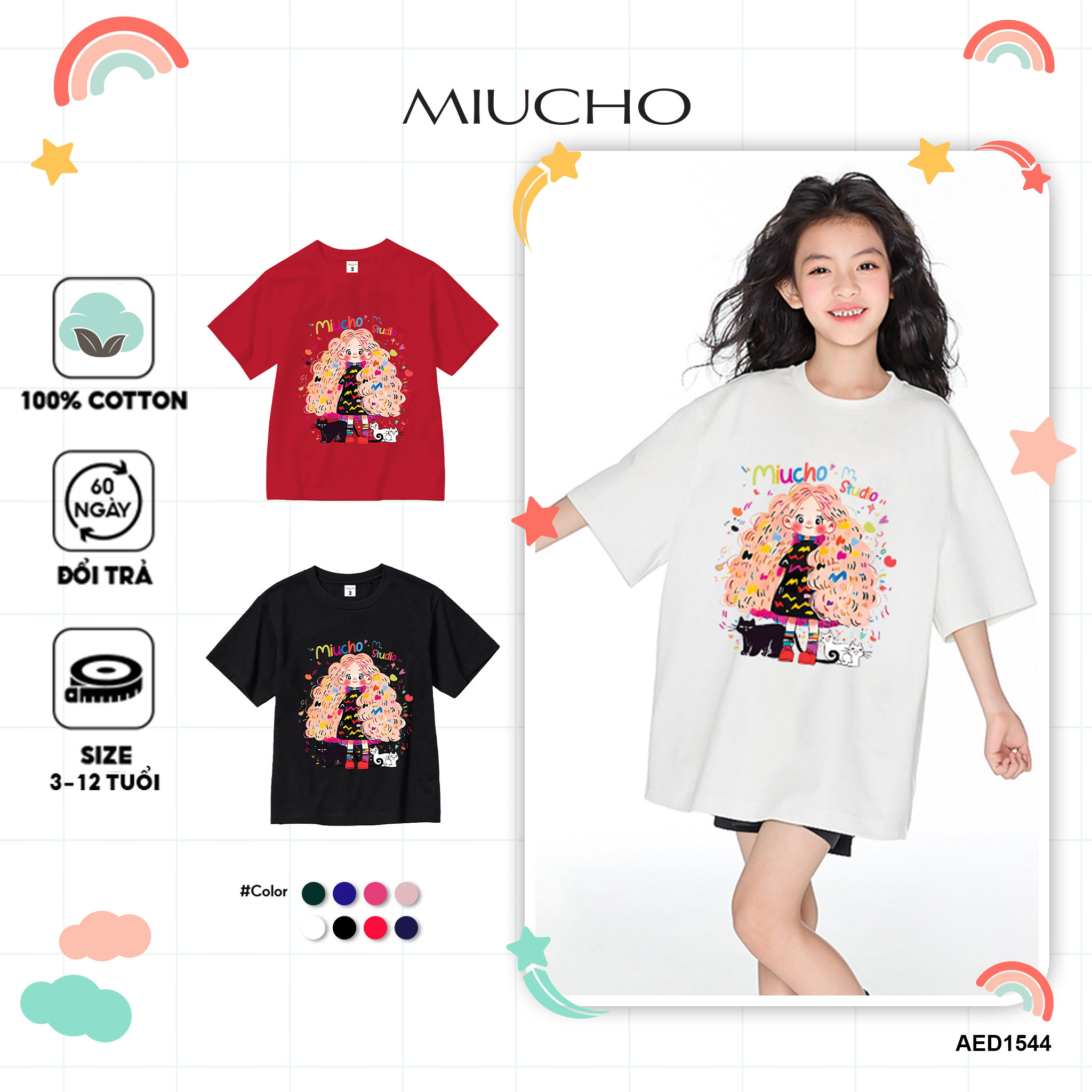 Áo thun bé gái form rộng chất vải cotton thoáng mát AED1544 Miucho Kid in artwork_thumbnail_1