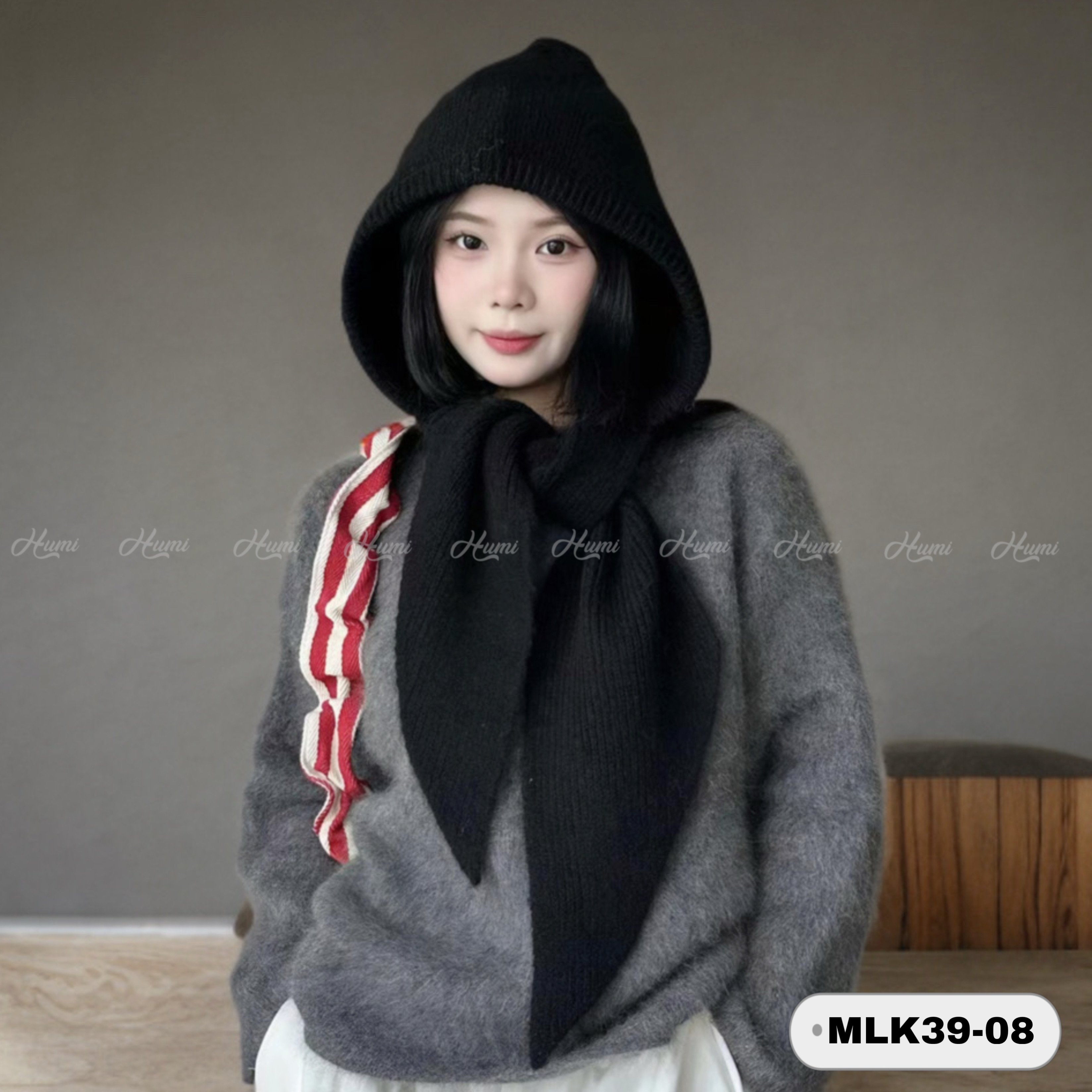 MŨ LEN LIỀN KHĂN(MLK39-08 Đen)_thumbnail_0