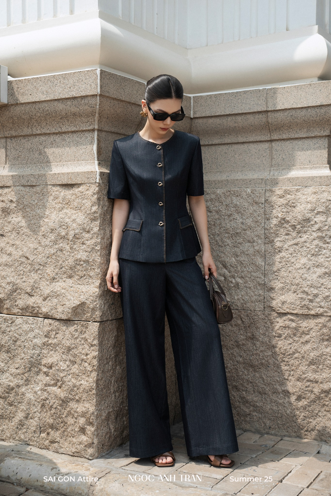 Q173 - Quần denim dáng suông ống rộng