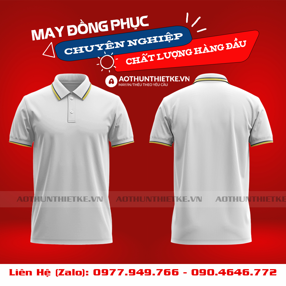 Áo Đồng Phục Polo 2 Sọc Trắng Vàng_thumbnail_0