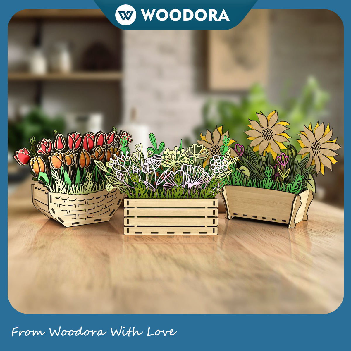 Chậu Hoa Bất Tử - Chậu hoa gỗ trang trí độc đáo, để bàn học, bàn làm việc. Hoa không bao giờ héo