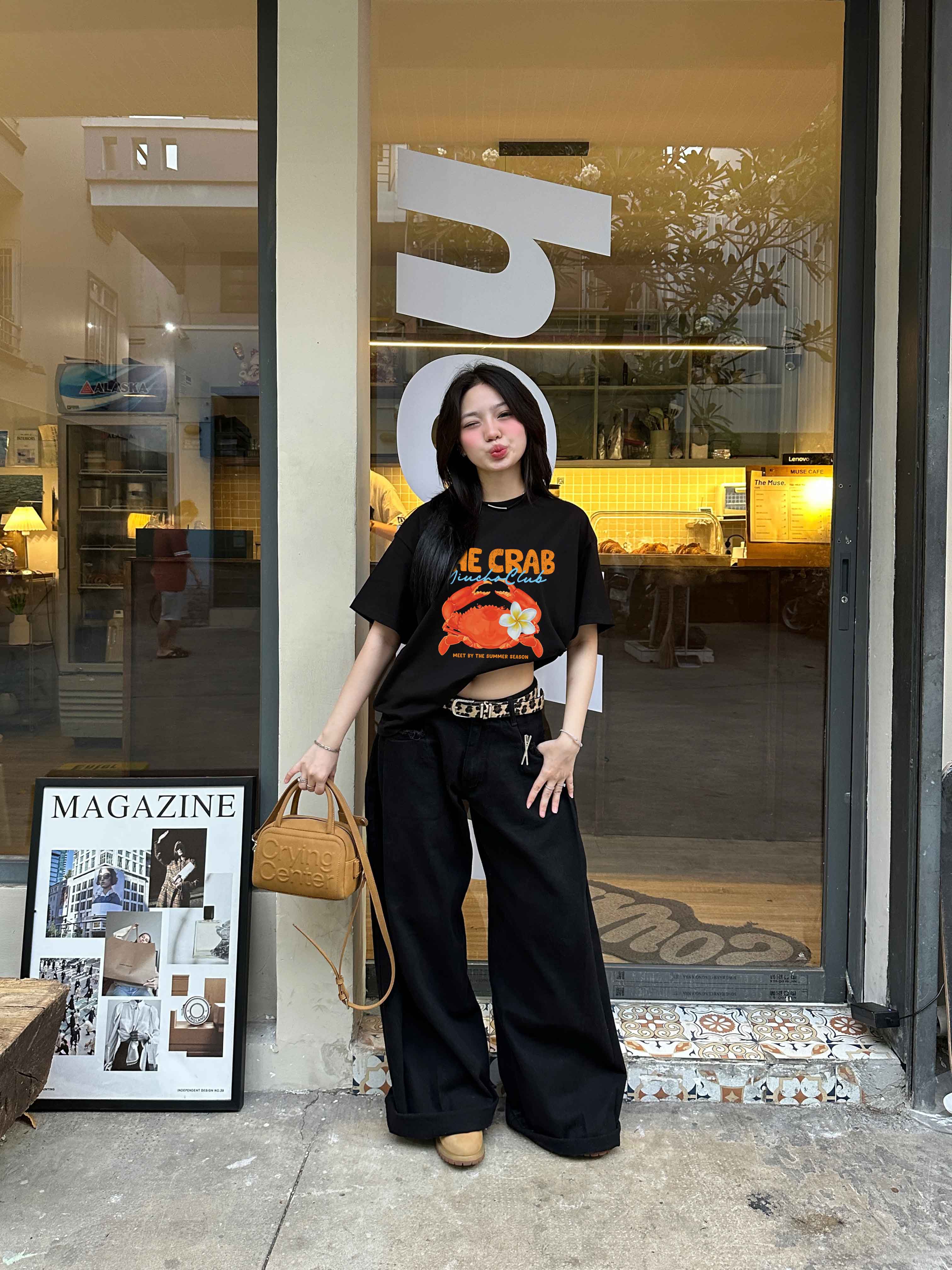 Áo thun boxy hè biển 2233 Miucho cổ tròn chất vải cotton 2c 250gsm đứng form dày dặn in mix_thumbnail_6