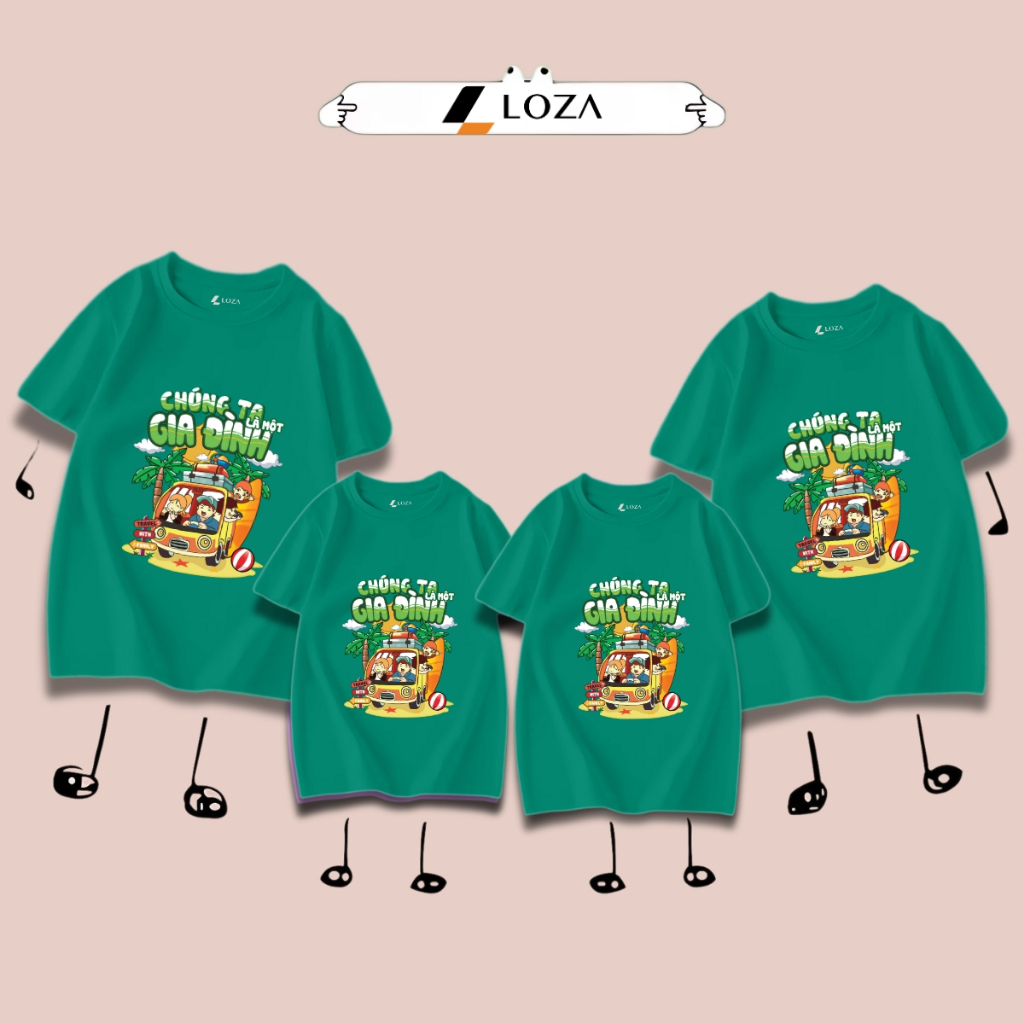 Áo phông gia đình LOZA KIDS chúng ta là một gia đình 2025 - Áo đồng phục gia đình du lịch biển – Mã GĐ3142_thumbnail_3