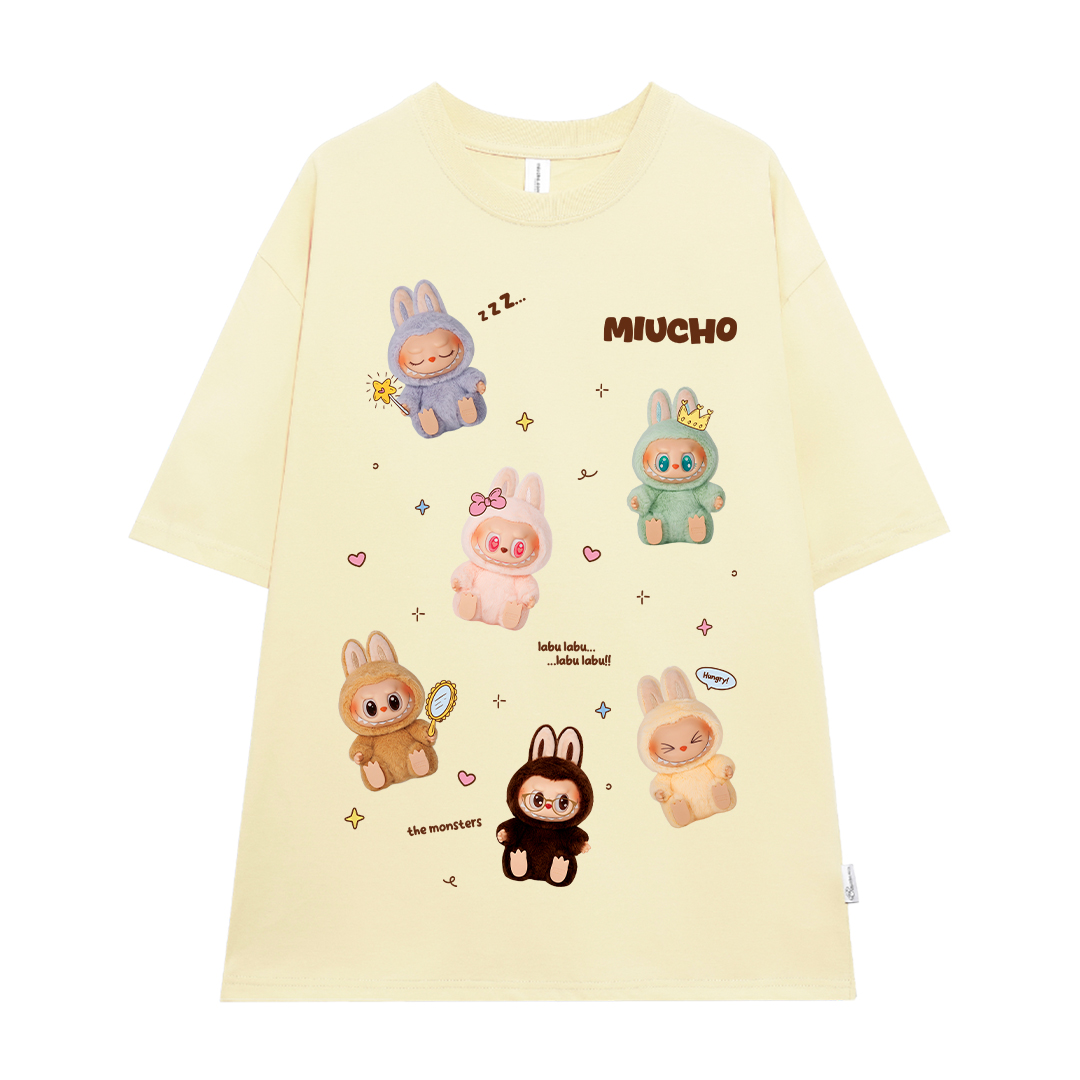 Áo thun labubu form rộng nhiều màu ATD1397 Miucho tay ngắn cổ tròn in mix_thumbnail_12