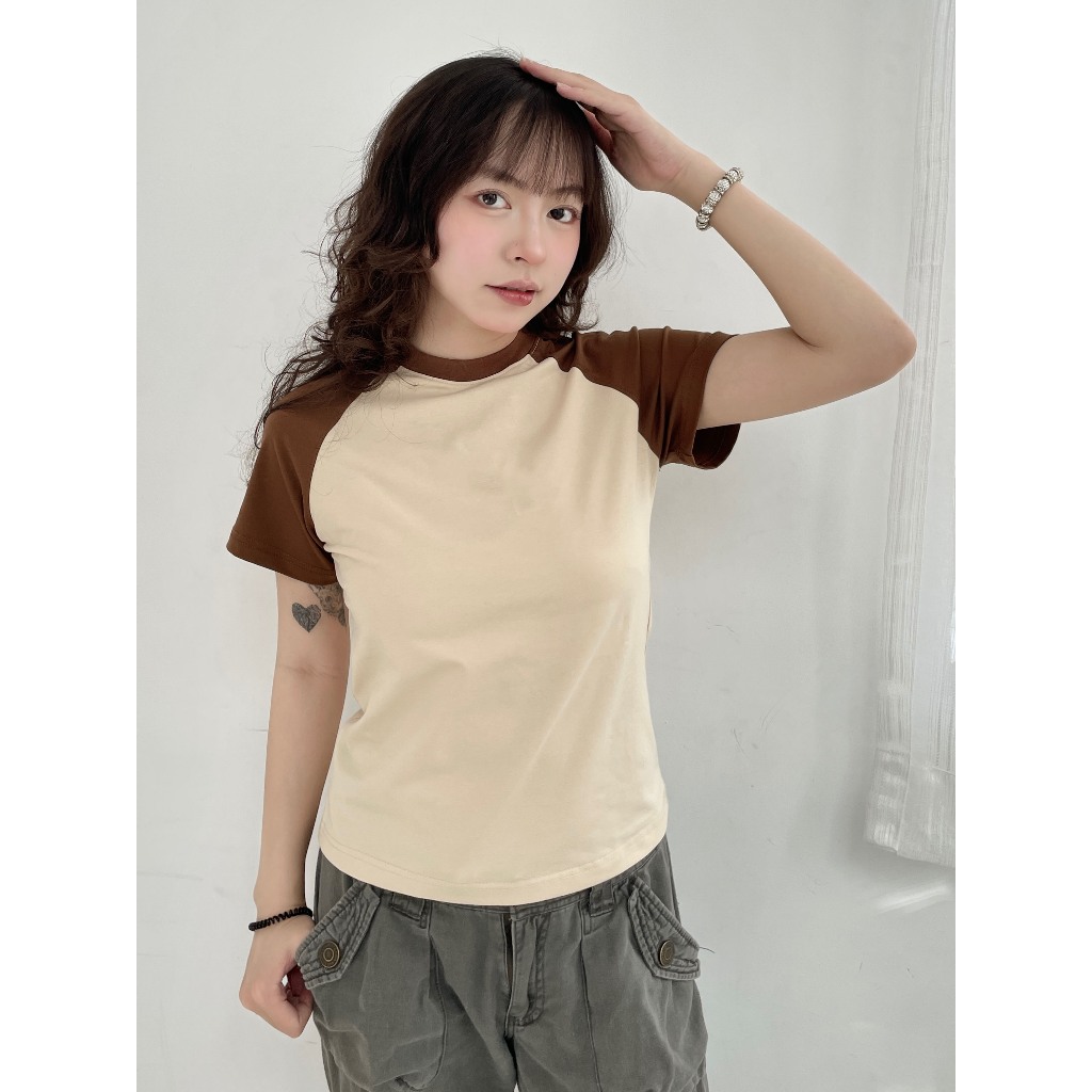 Áo baby tee phối trơn ABPTT01 Miucho cotton cổ tròn in basic_thumbnail_9