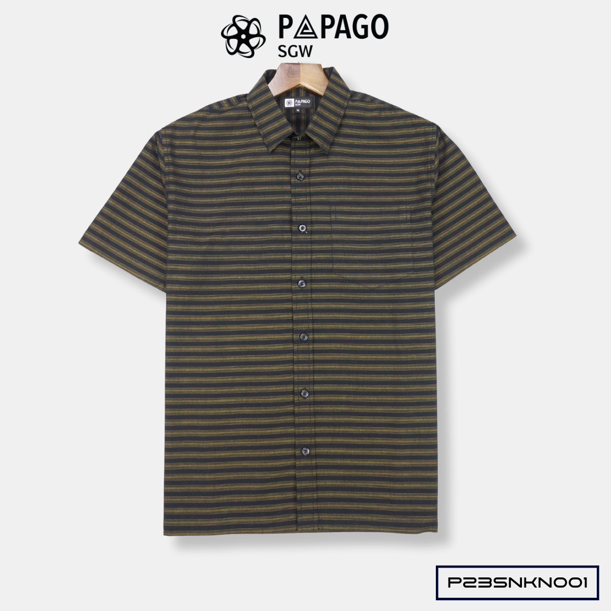 Áo Sơ Mi Nam Trung Niên Tay Ngắn Lai Ngang PAPAGO Cao Cấp Cotton Kẻ Ngang Form Rộng Thoải Mái P23SNKN001_thumbnail_13